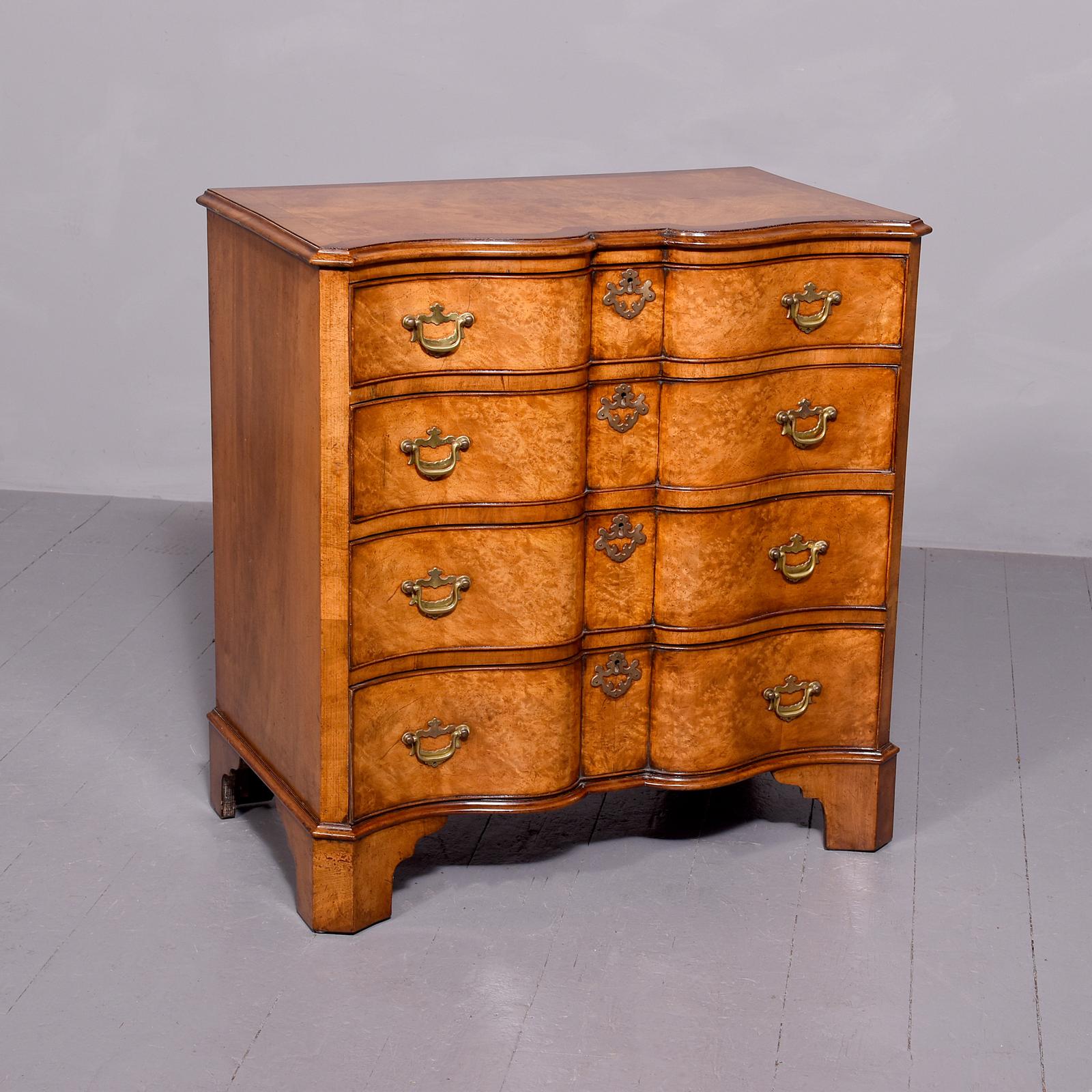 Quality George 2nd Style Block Front Burr Walnut Neat-sized Chest of Drawers (1 of 10)