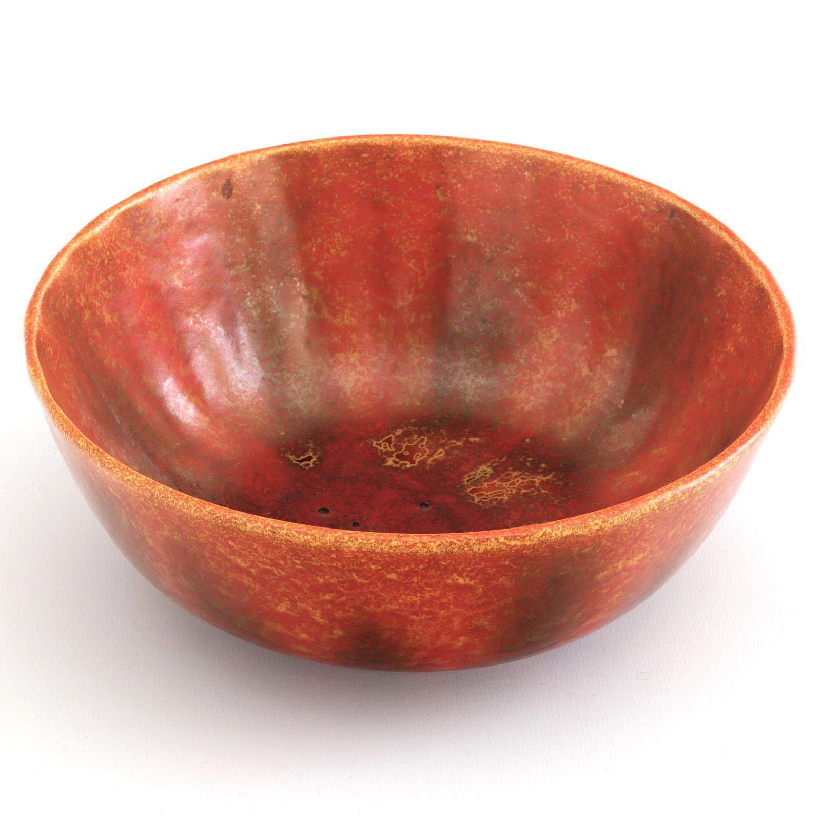 Pilkington's Royal Lancastrian Orange-Vermilion & Black Bowl 1930s (1 of 7)