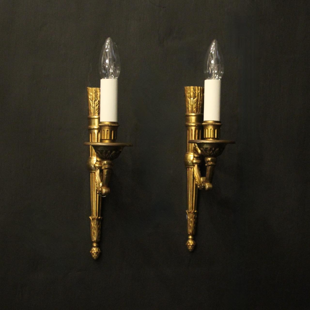 French Pair Of Gilded Empire Wall Lights (1 of 10) French Pair Of Gilded Empire Wall Lights (1 of 10)