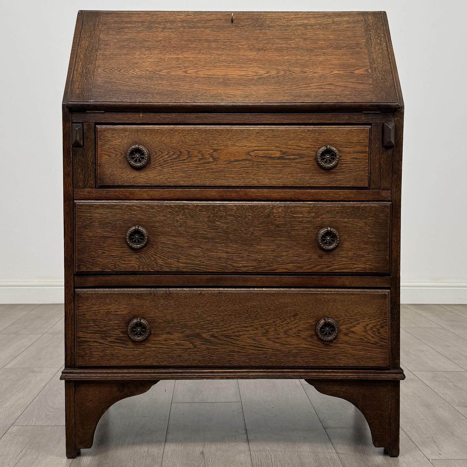 Antique 20th Century Edwardian Bureau In Oak (1 of 13) Antique 20th Century Edwardian Bureau In Oak (1 of 13)