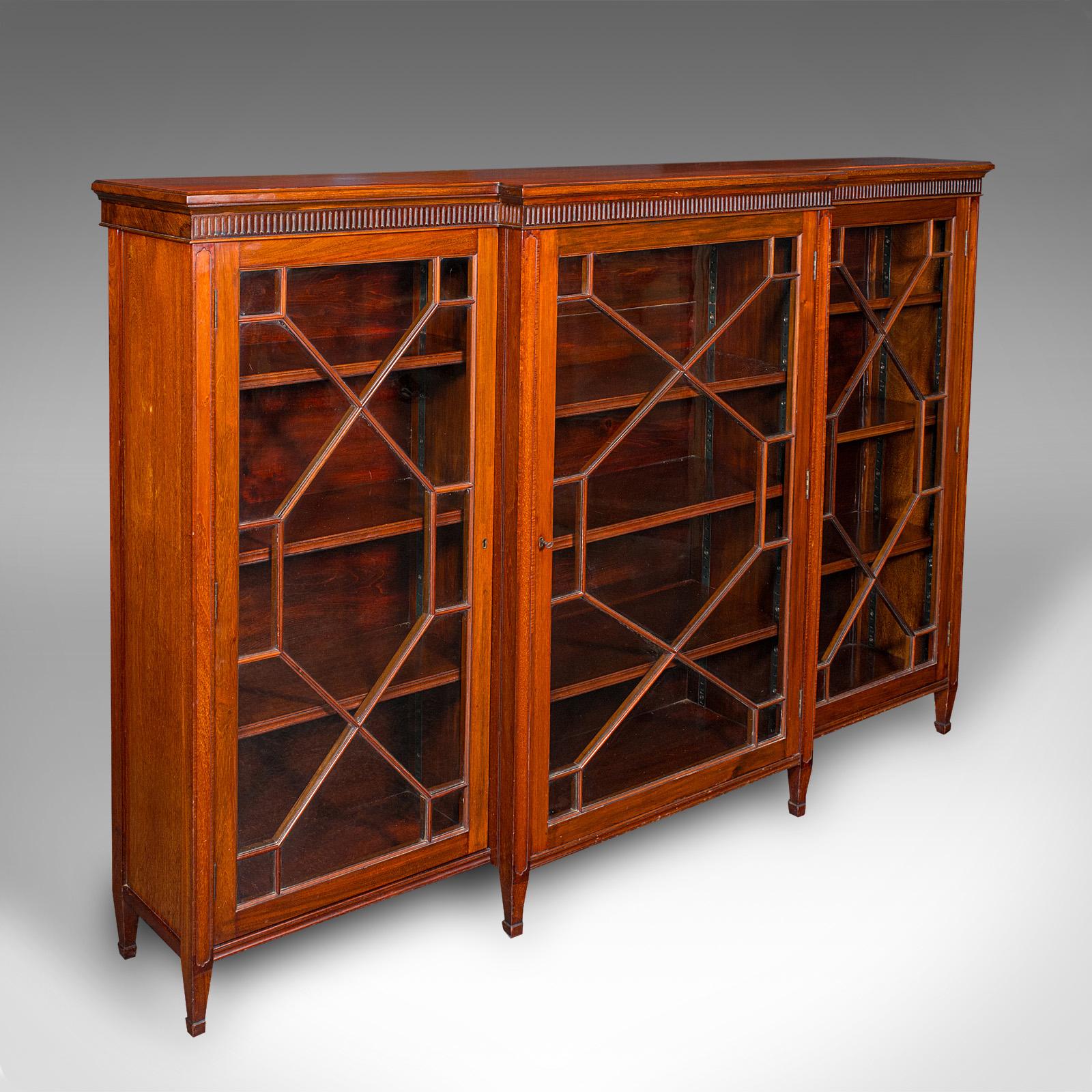 Large Antique Breakfront Bookcase, English, Cabinet, Georgian Revival, Victorian (1 of 10)