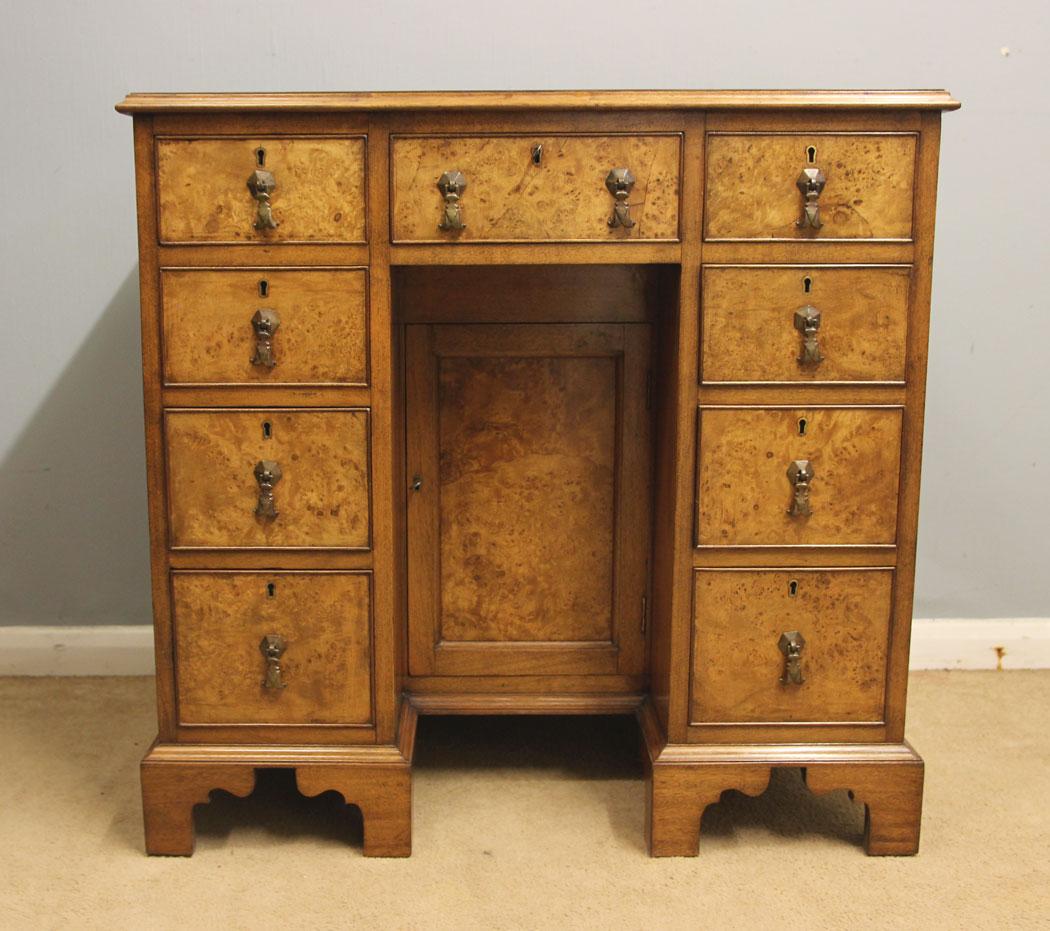 Antique Burr Walnut Kneehole Desk Dressing Table (1 of 14)