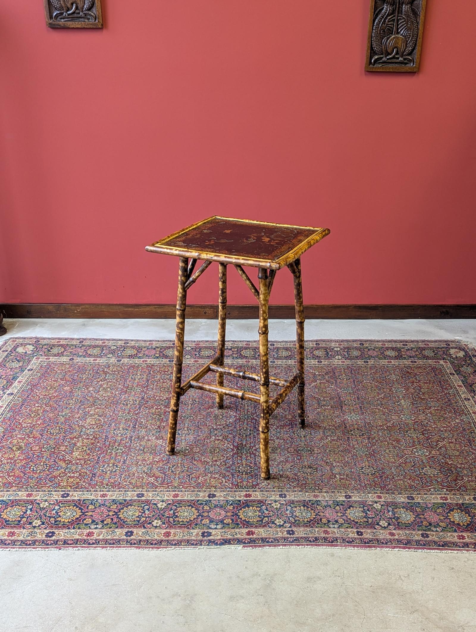 Antique Aesthetic Movement Bamboo Side Table with Lacquered Top c.1880 (1 of 10)