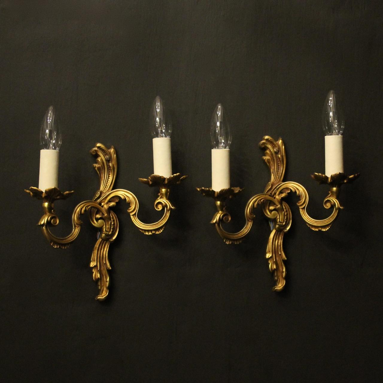 French Pair of Gilded Twin Arm Wall Lights (1 of 10)