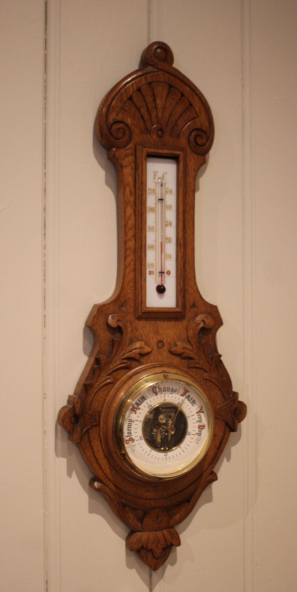 Carved Oak Banjo Barometer (1 of 12) Carved Oak Banjo Barometer (1 of 12)