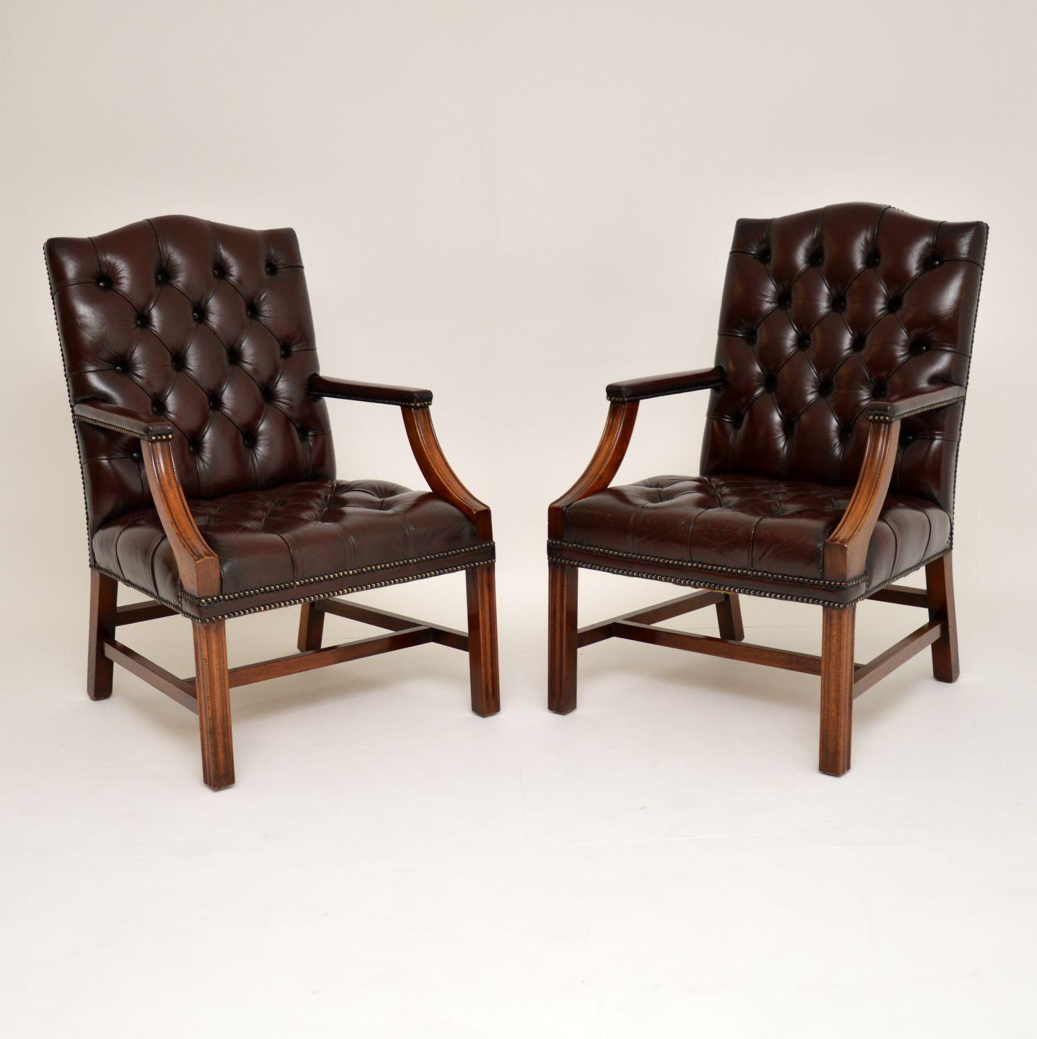 Pair of Antique Deep Buttoned Leather Library Armchairs (1 of 24) Pair of Antique Deep Buttoned Leather Library Armchairs (1 of 24)