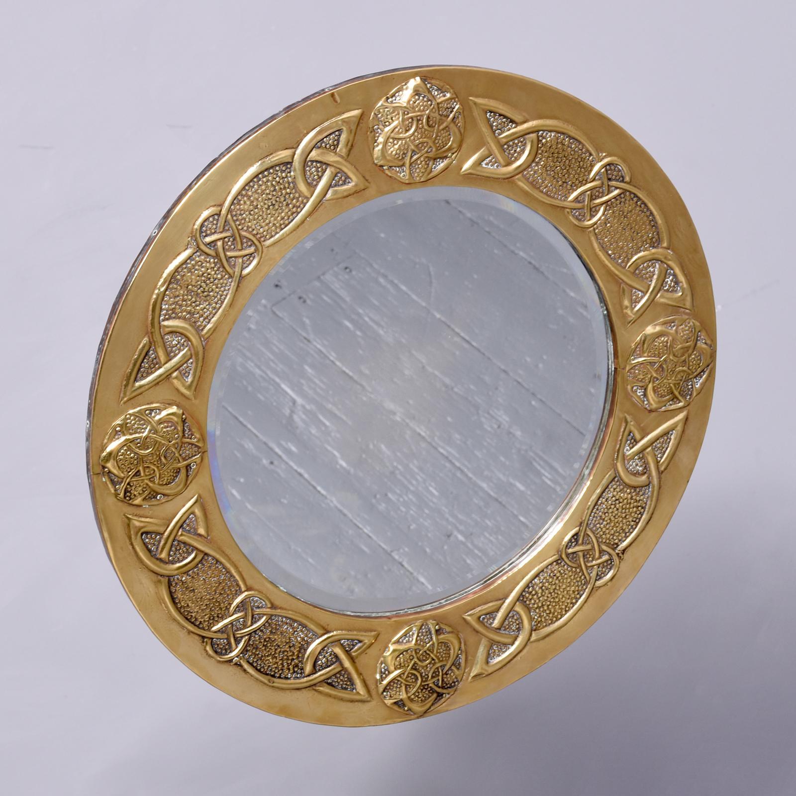Decorative Embossed Brass Glasgow-style Circular Wall Mirror (1 of 3)