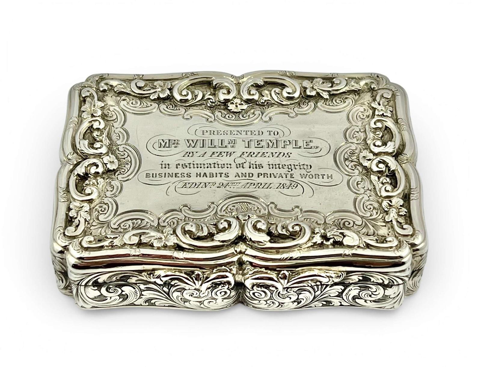 Victorian antique silver table presentation snuff box, Nathaniel Mills 1846 (1 of 10) Victorian antique silver table presentation snuff box, Nathaniel Mills 1846 (1 of 10)