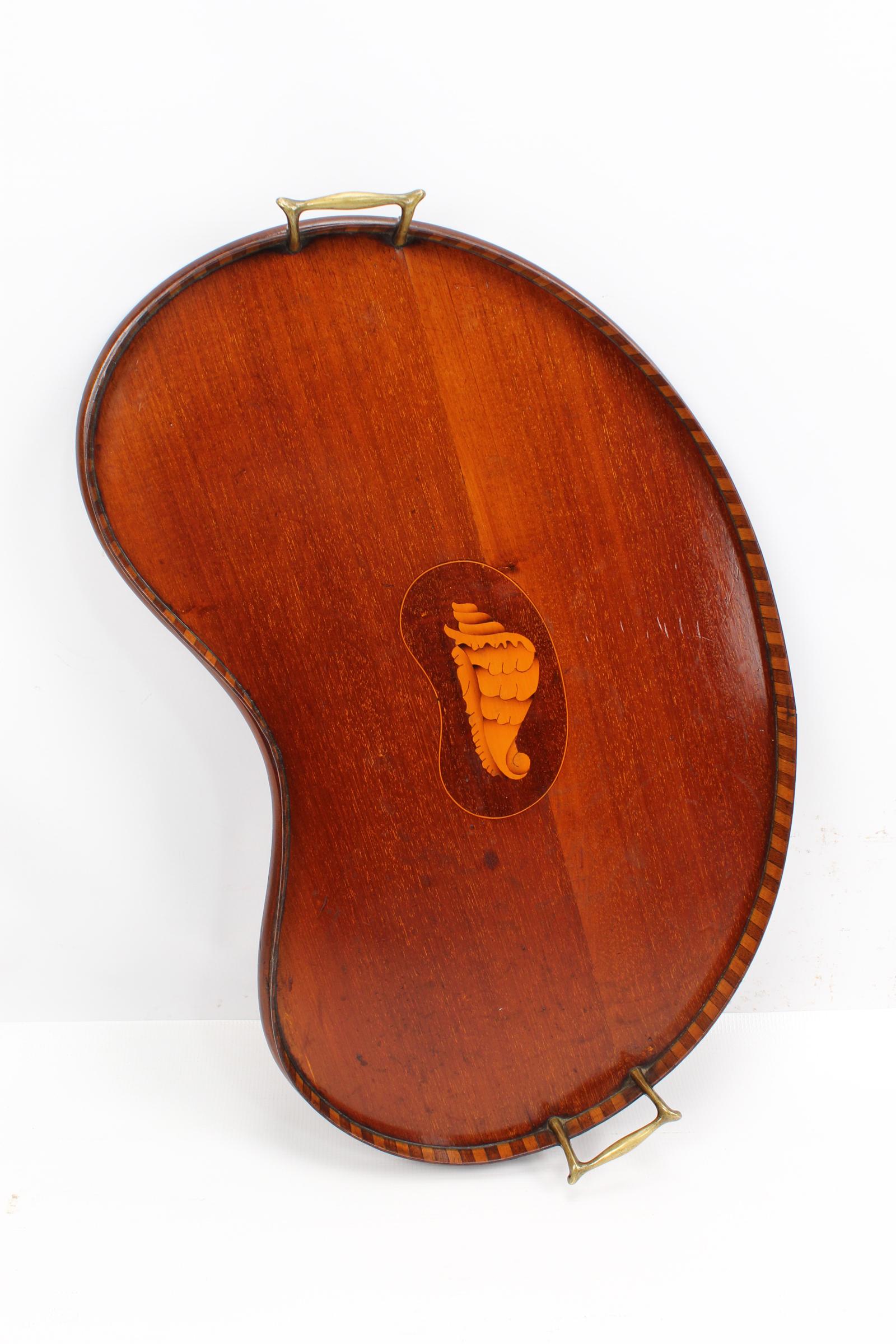 Edwardian Inlaid Mahogany Kidney Shaped Tray (1 of 13) Edwardian Inlaid Mahogany Kidney Shaped Tray (1 of 13)