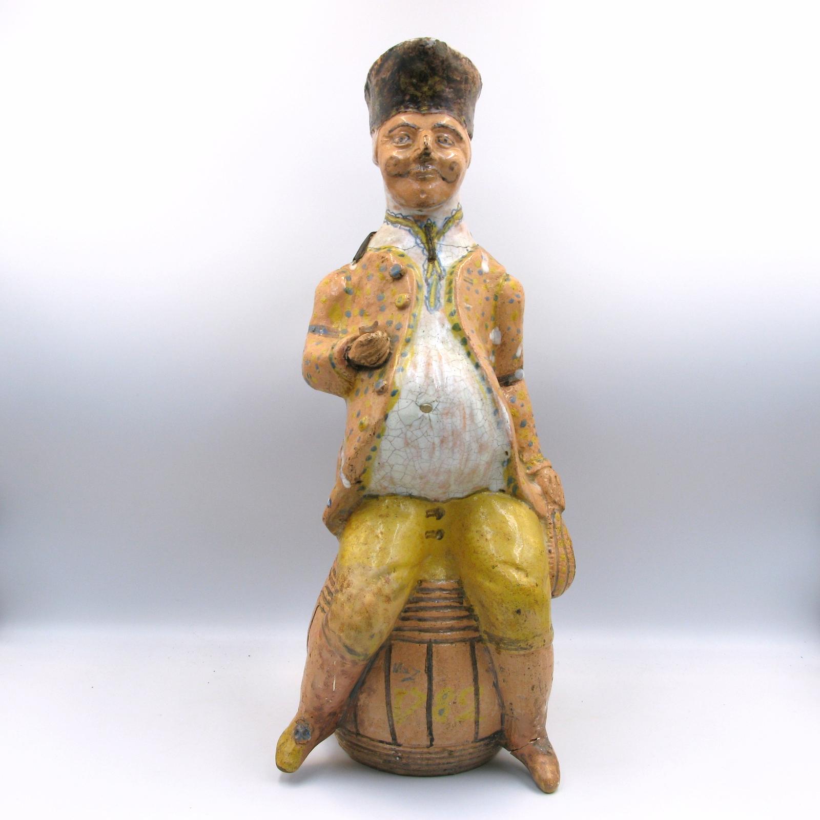 Large 18th Century Rouen Documentary Faience Figural Jug 1782 (1 of 19)