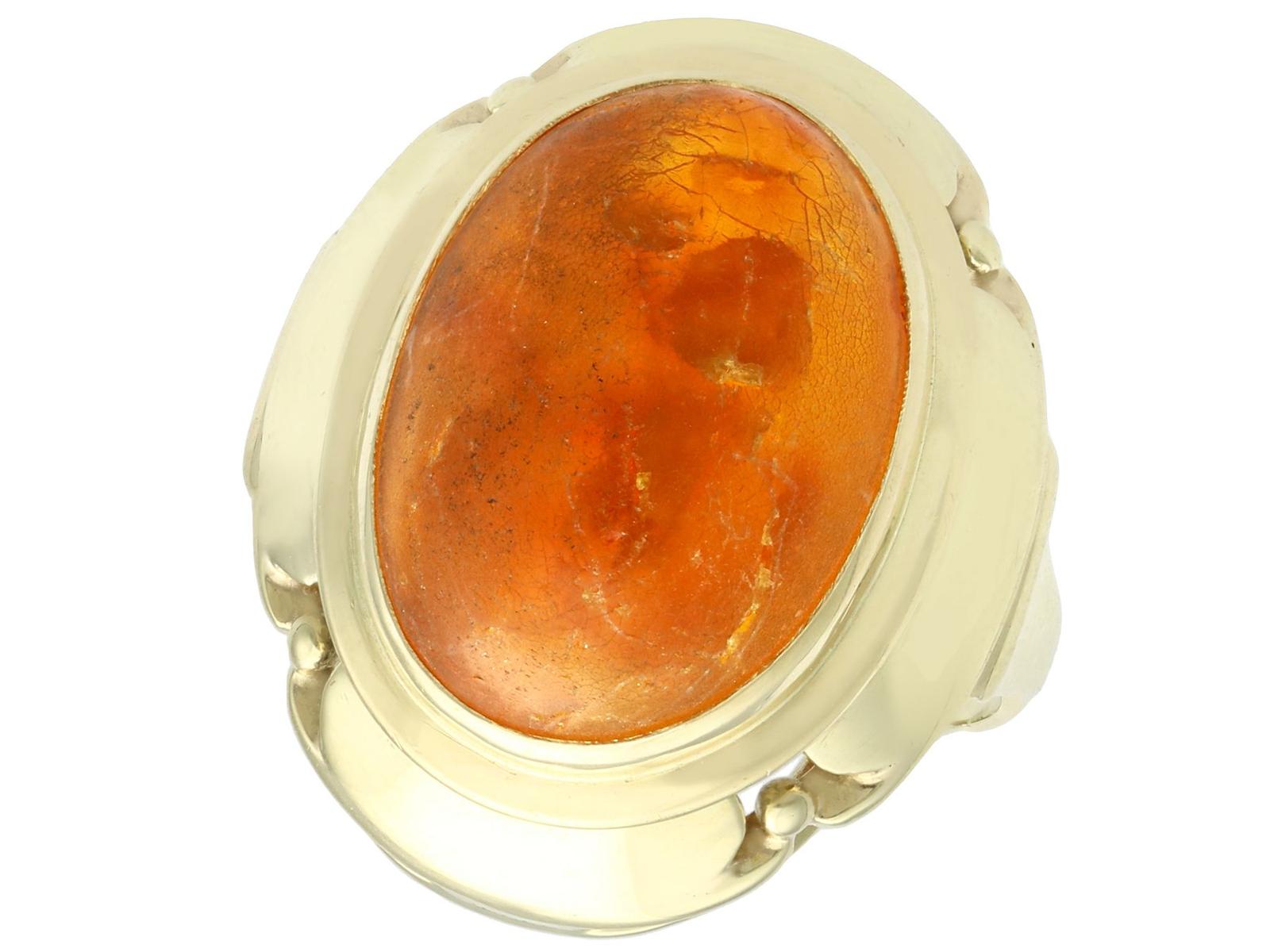 Vintage 4.61ct Amber & 14ct Yellow Gold Cocktail Ring c.1940 (1 of 9)