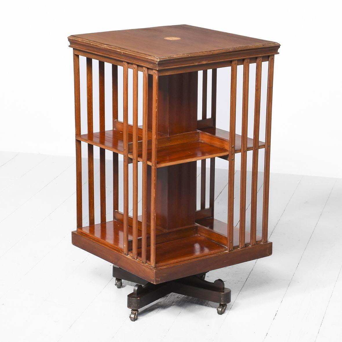 Inlaid Sheraton Style Edwardian Mahogany Revolving Bookcase (1 of 6) Inlaid Sheraton Style Edwardian Mahogany Revolving Bookcase (1 of 6)