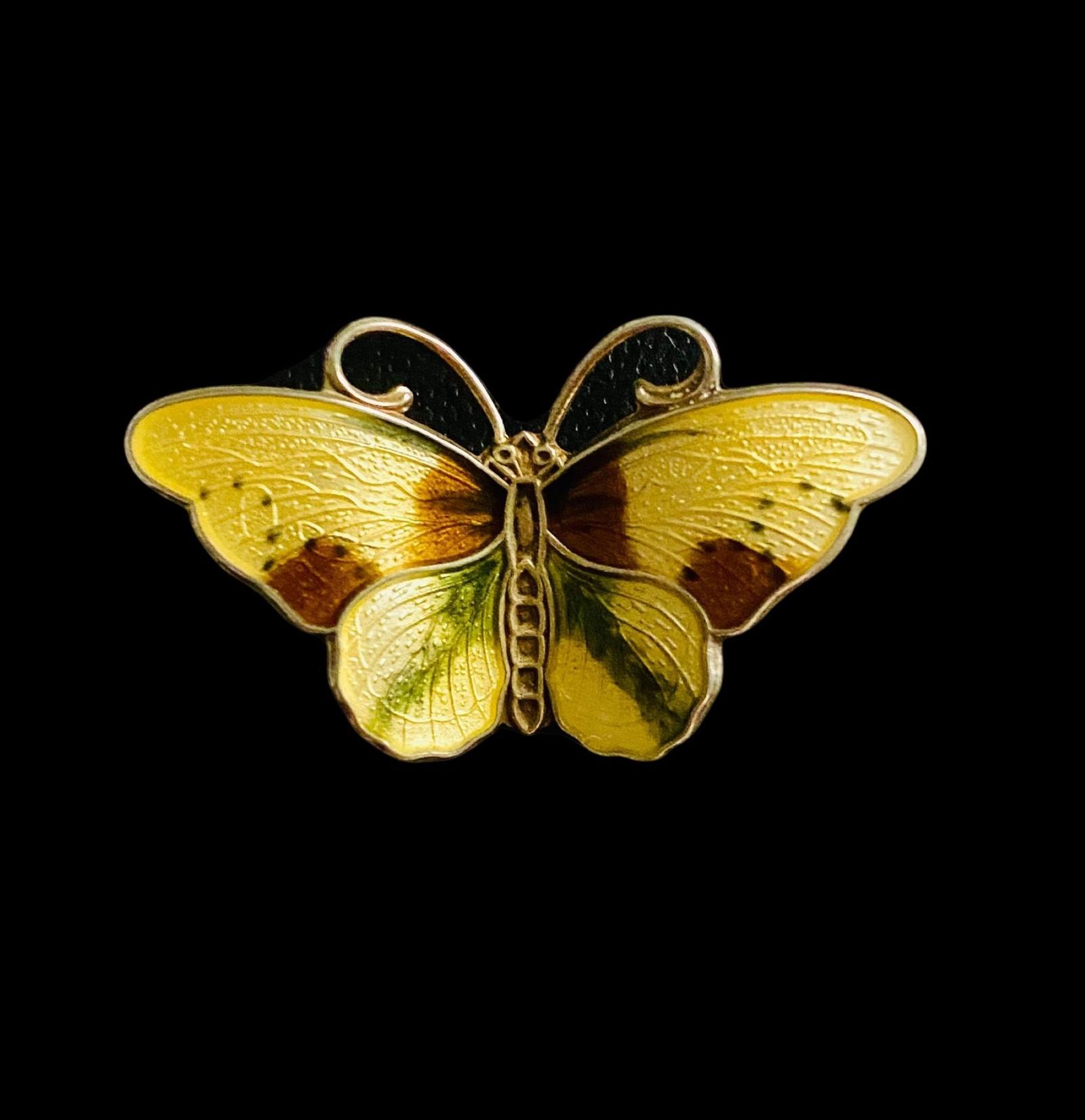 Vintage Hroar Prydz Norway Sterling Silver & Guilloche Enamel Butterfly Brooch / Pin Circa 1940 (1 of 6)