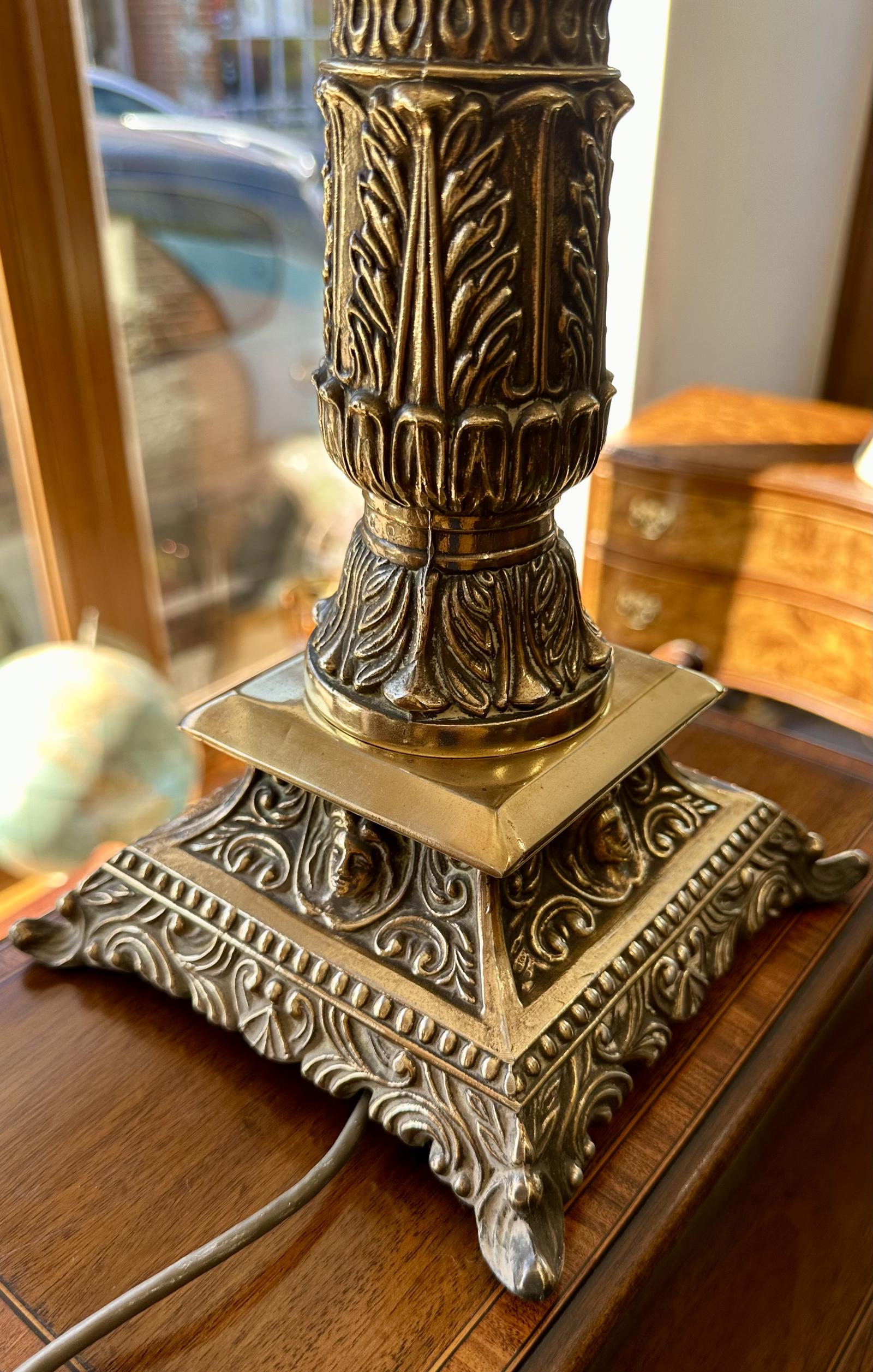 Early 20th Century Brass Column Table Lamp (1 of 9) Early 20th Century Brass Column Table Lamp (1 of 9)