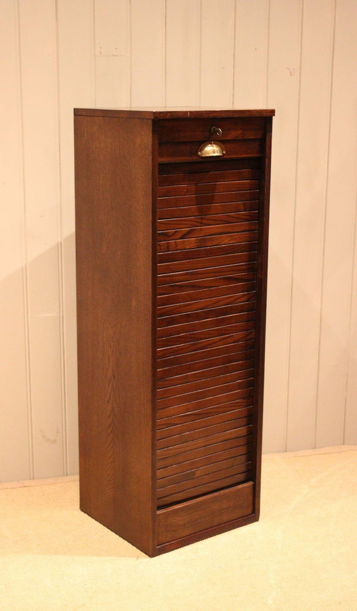 French Oak Single Tambour Front Filing Cabinet (1 of 12)