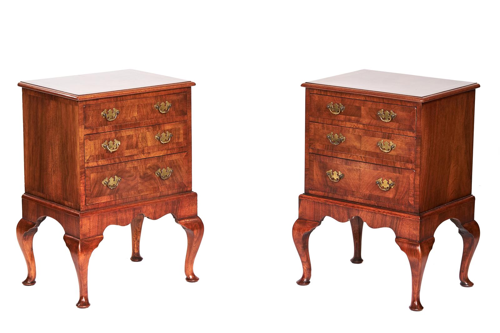 Pair of Walnut 3 Drawer Chests c.1920 (1 of 4) Pair of Walnut 3 Drawer Chests c.1920 (1 of 4)