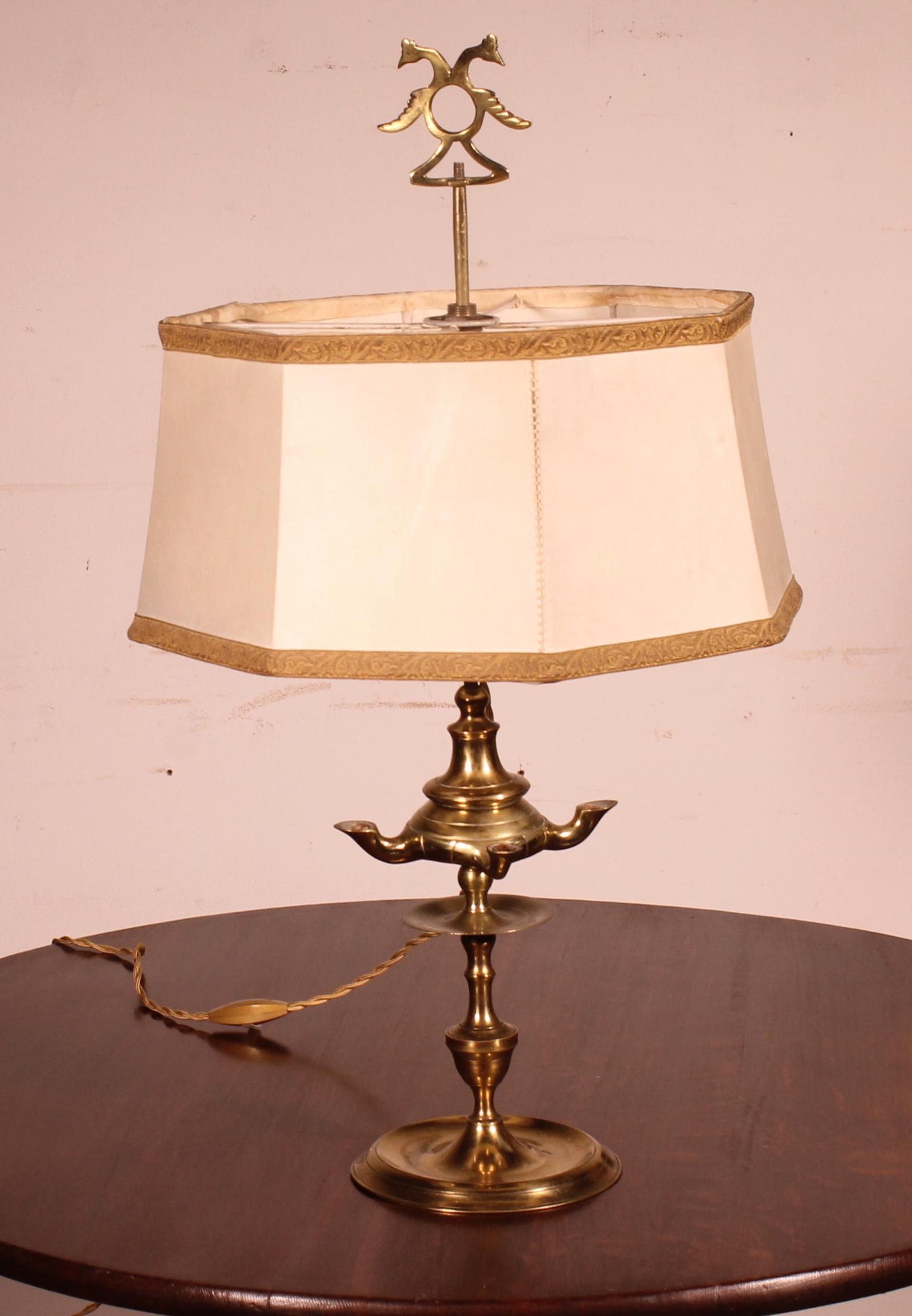 Bronze Oil Lamp Mounted as Lamp with Parchment Lampshade - 18th Century Spain (1 of 9) Bronze Oil Lamp Mounted as Lamp with Parchment Lampshade - 18th Century Spain (1 of 9)