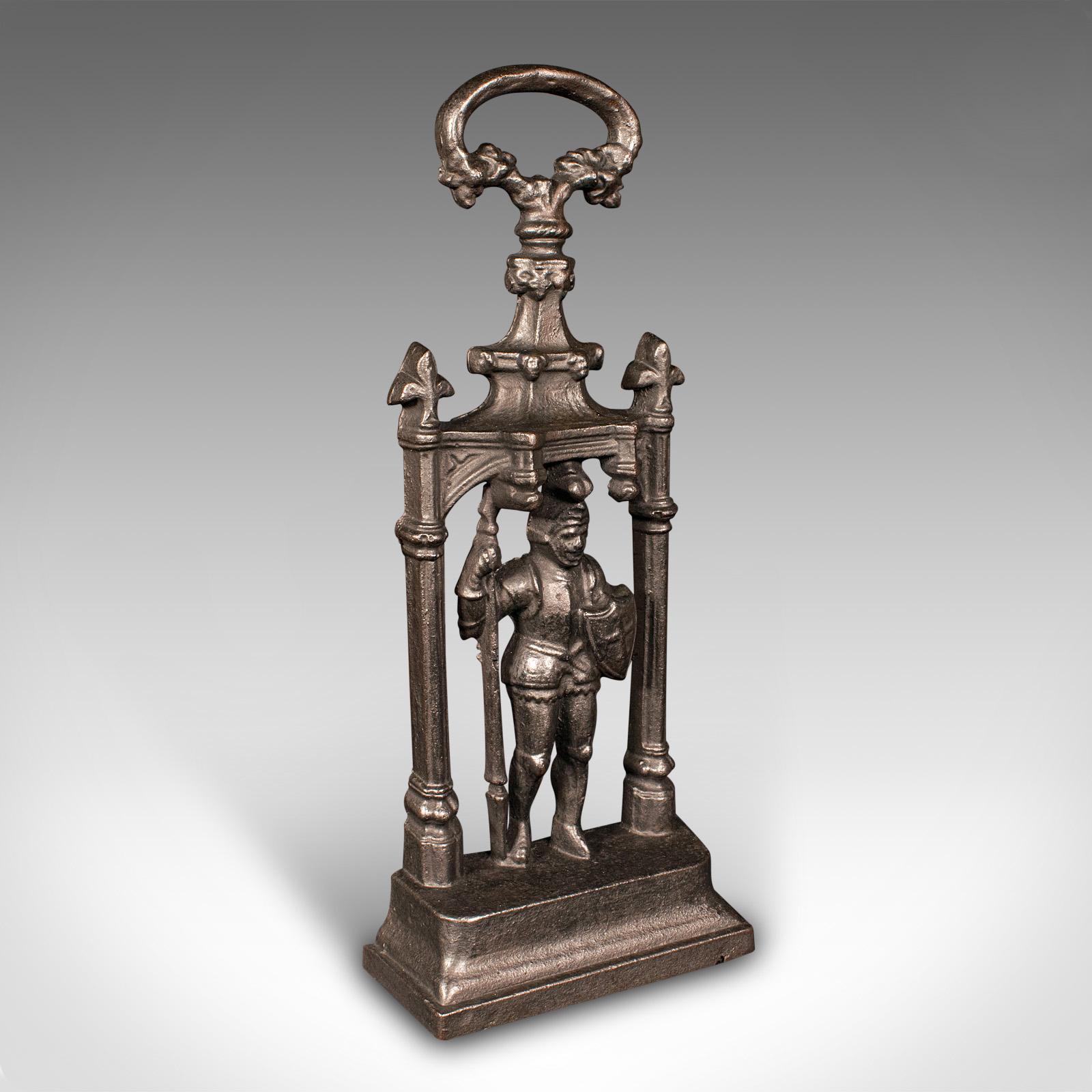 Heavy Antique Door Sentry, English Cast Iron, Knight Doorstop, Keeper, Victorian (1 of 10)