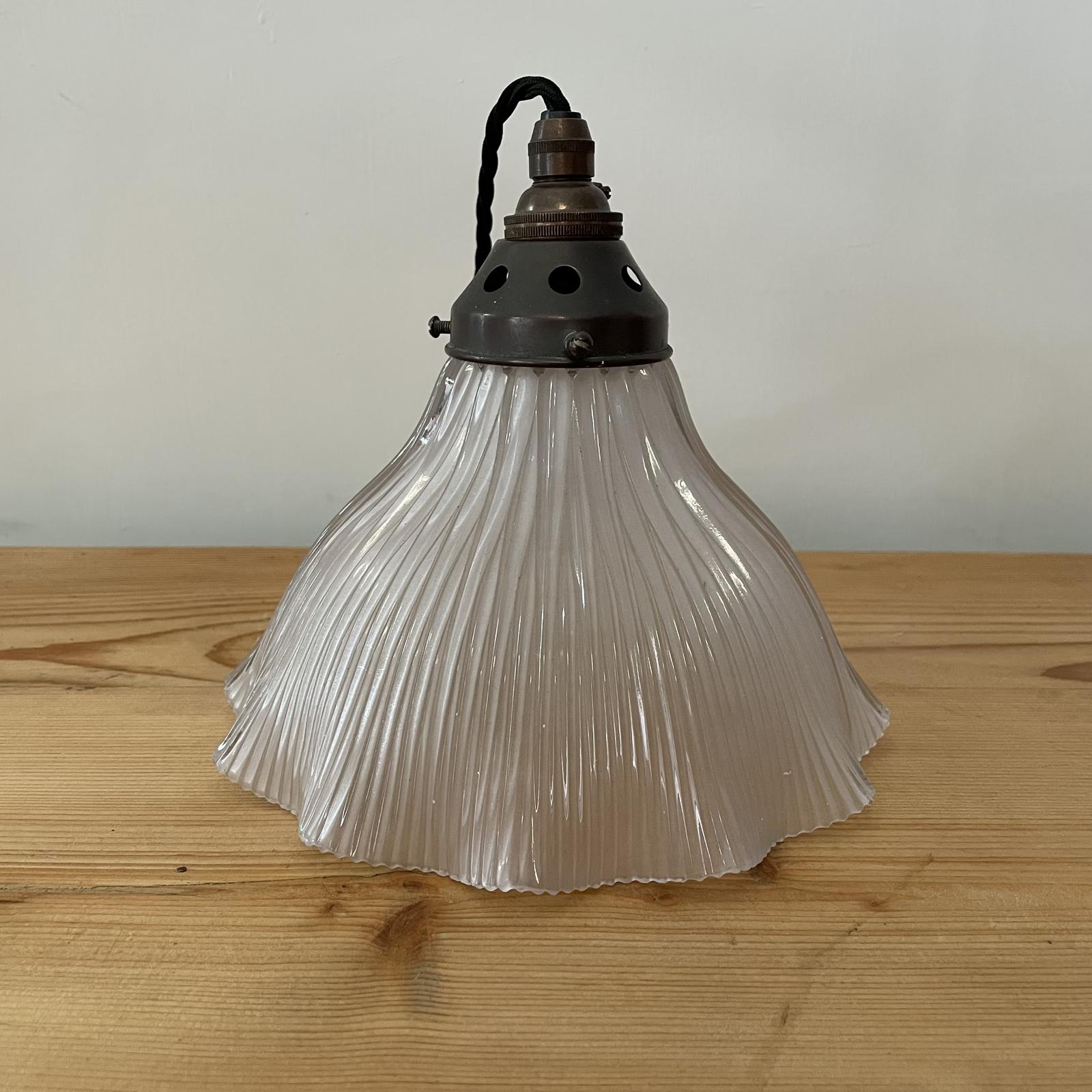 1930's Holophane Prismatic Glass Pendant Light (1 of 3)