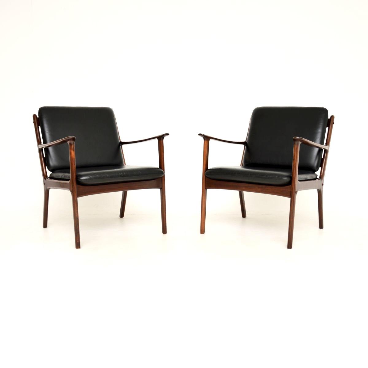 Pair of Vintage Danish Rosewood & Leather Armchairs by Ole Wanscher (1 of 10) Pair of Vintage Danish Rosewood & Leather Armchairs by Ole Wanscher (1 of 10)