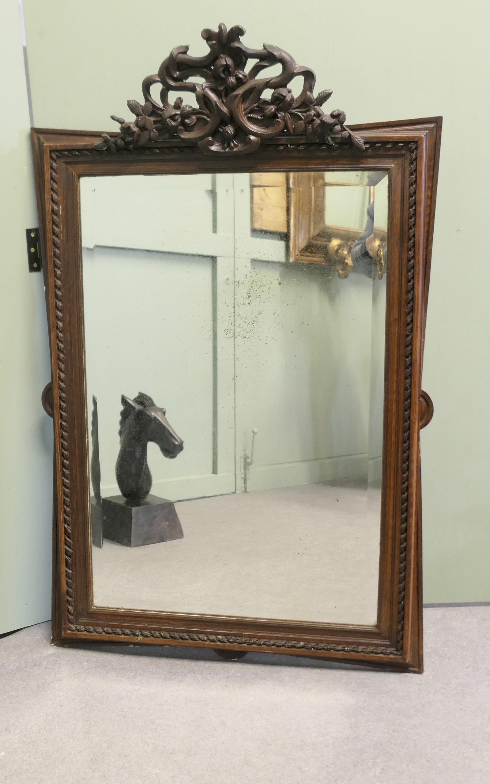 Large French Gothic Style Carved Oak Wall Mirror (1 of 6)