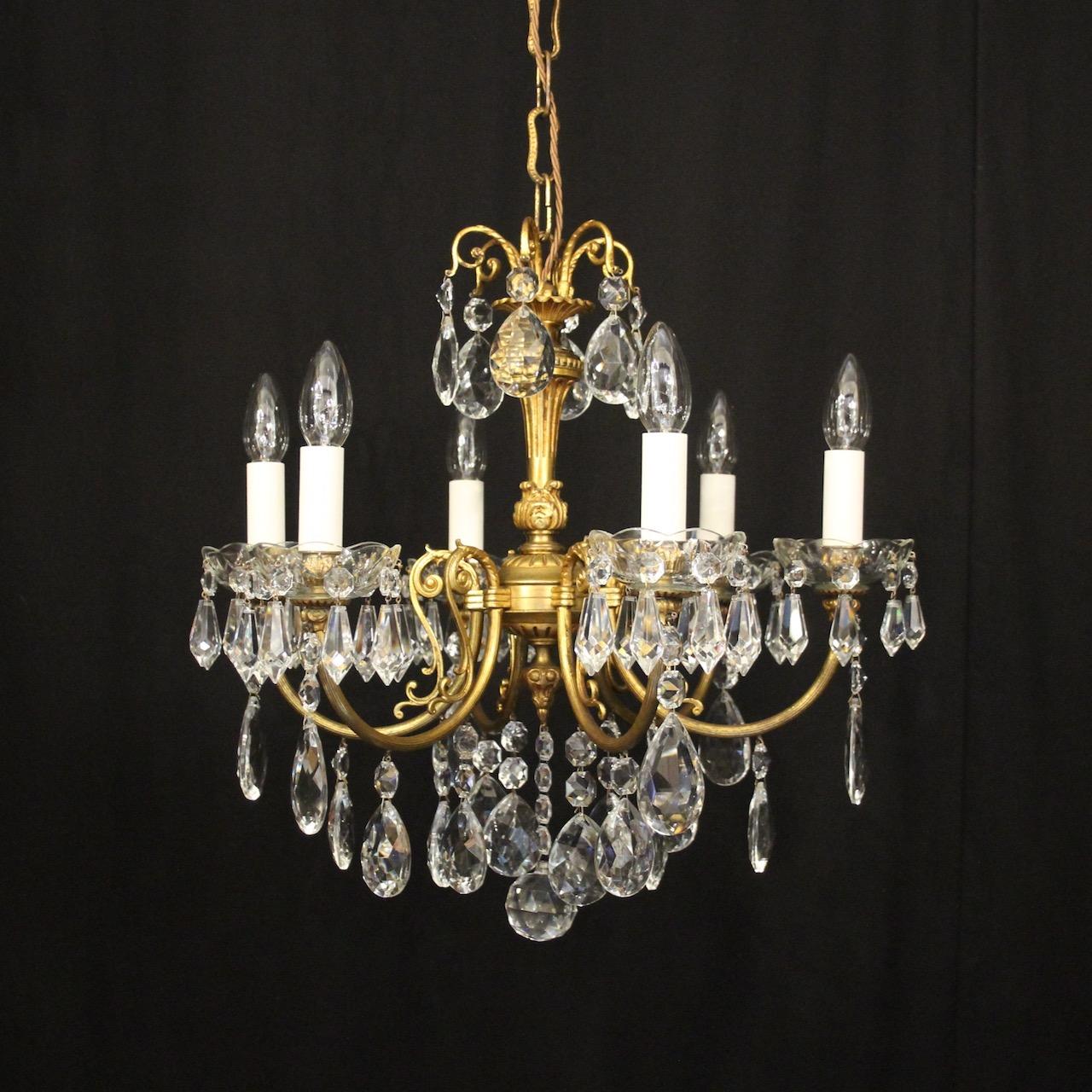 French Gilded 6 Light Antique Chandelier (1 of 10)