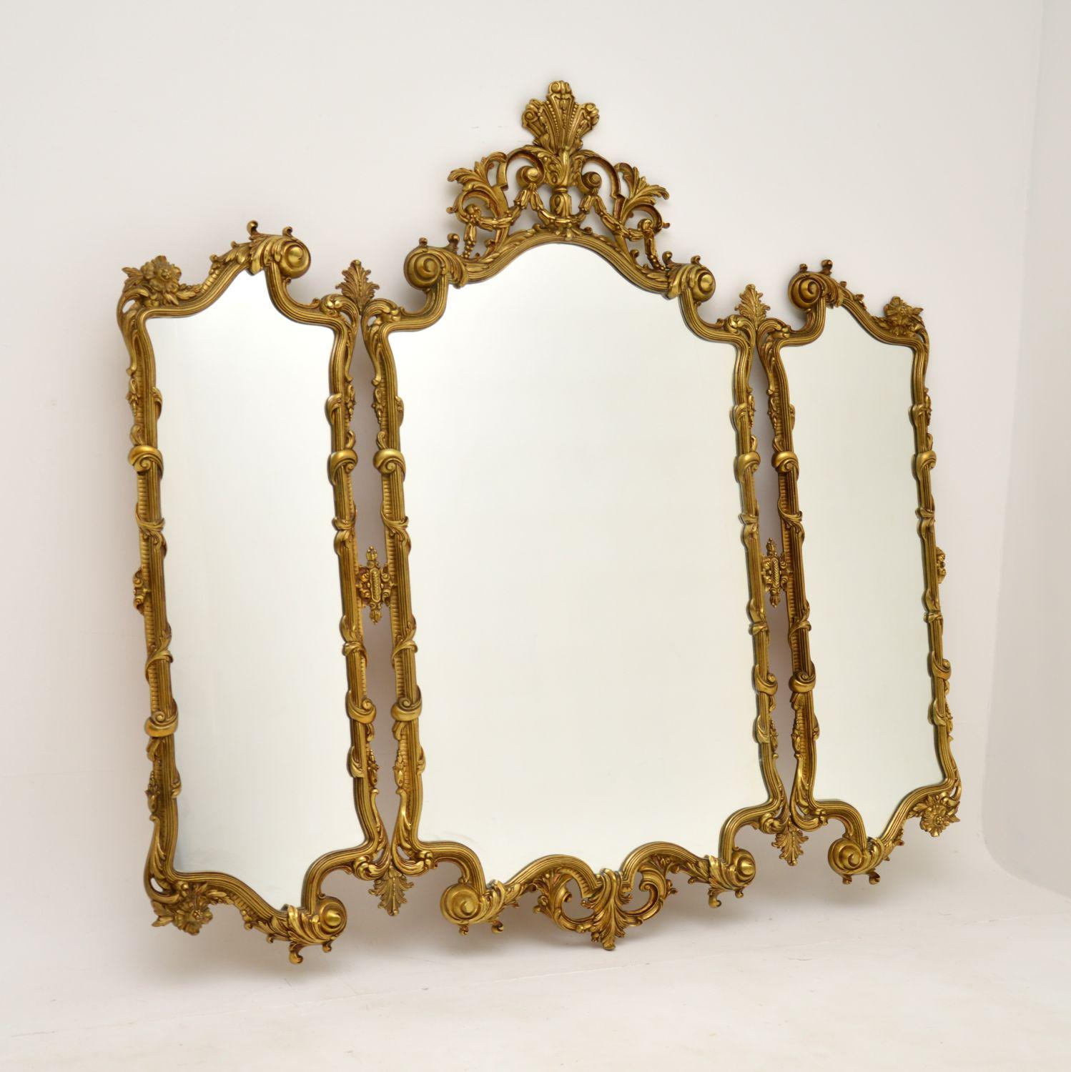 Large Antique French Rococo Style Brass Mirror (1 of 12) Large Antique French Rococo Style Brass Mirror (1 of 12)