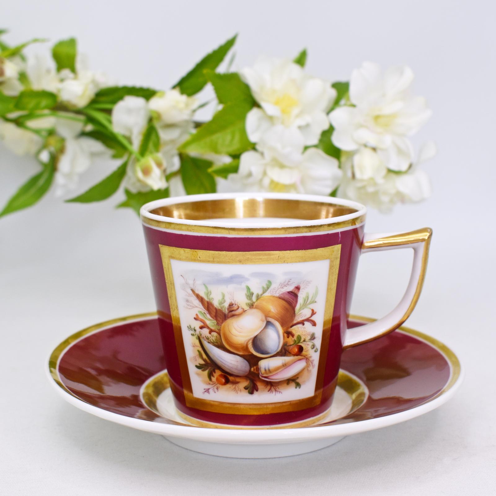 Fine Rare Rockingham Coffee Cup and Saucer, Pattern 743, Yates Leeds, c.1826–1830 (1 of 8) Fine Rare Rockingham Coffee Cup and Saucer, Pattern 743, Yates Leeds, c.1826–1830 (1 of 8)