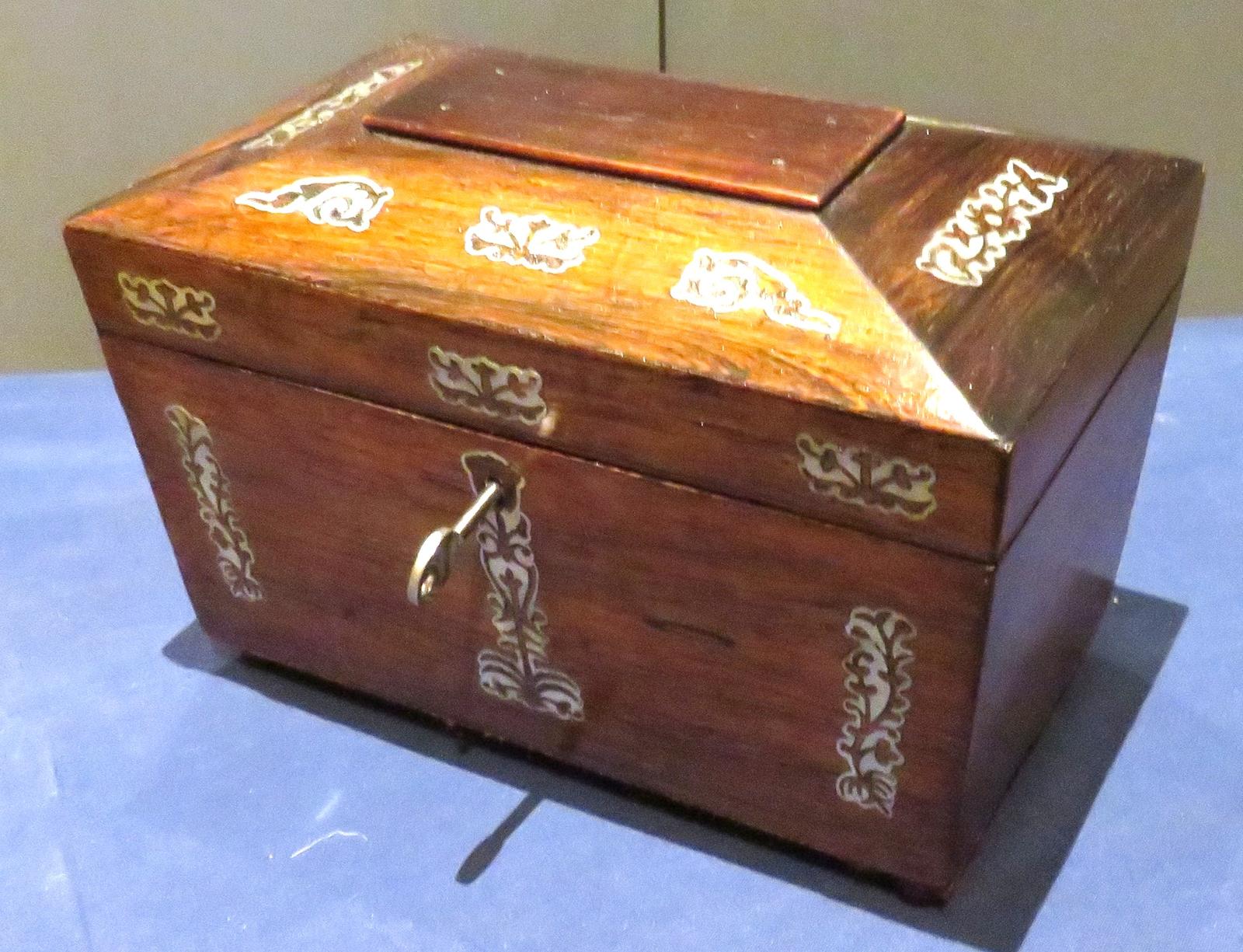 MOTHER OF PEARL INLAID TEA CADDY (1 of 3)