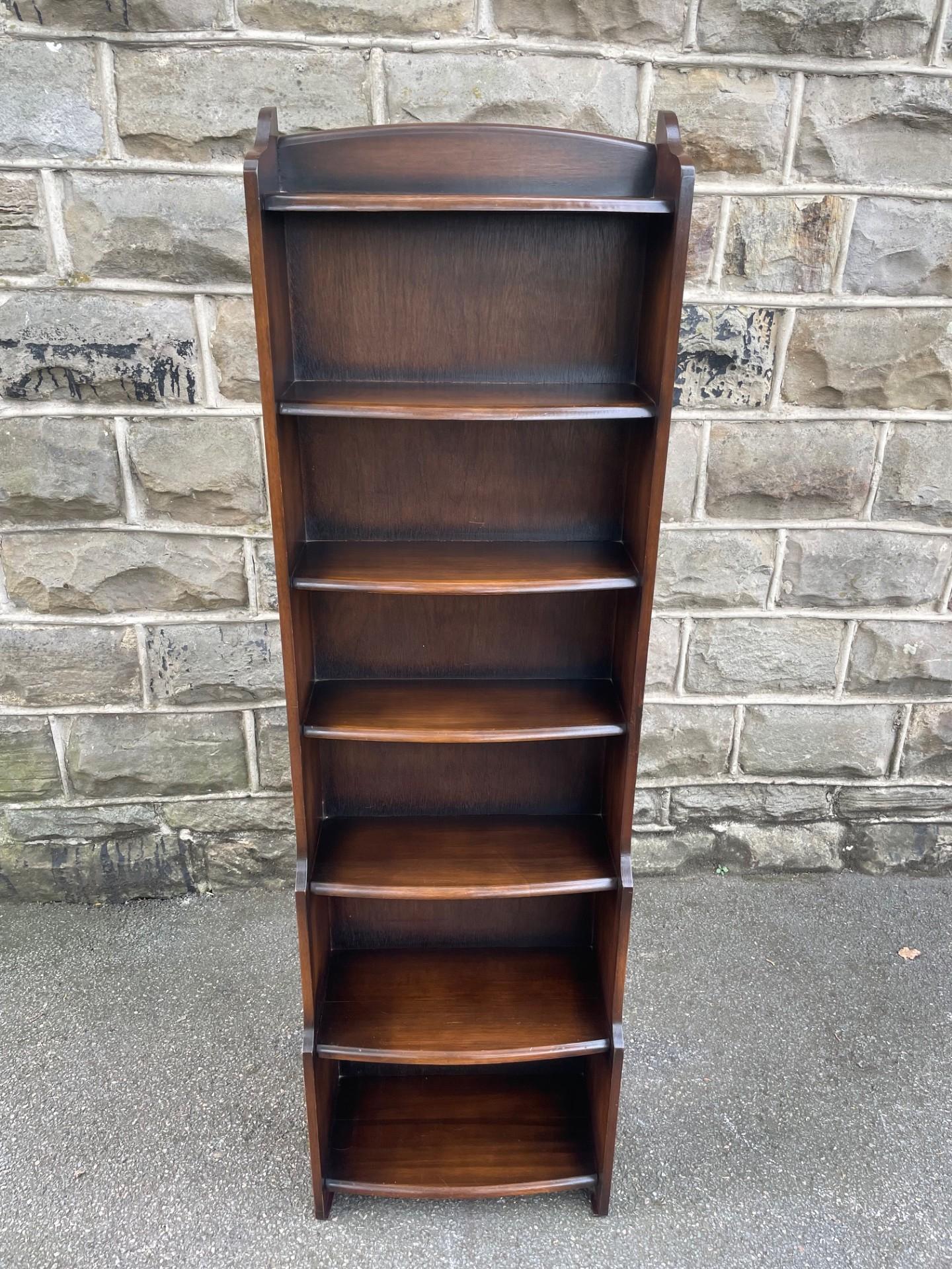 Slim Oak Waterfall Open Bookcase Bookshelf (1 of 9)