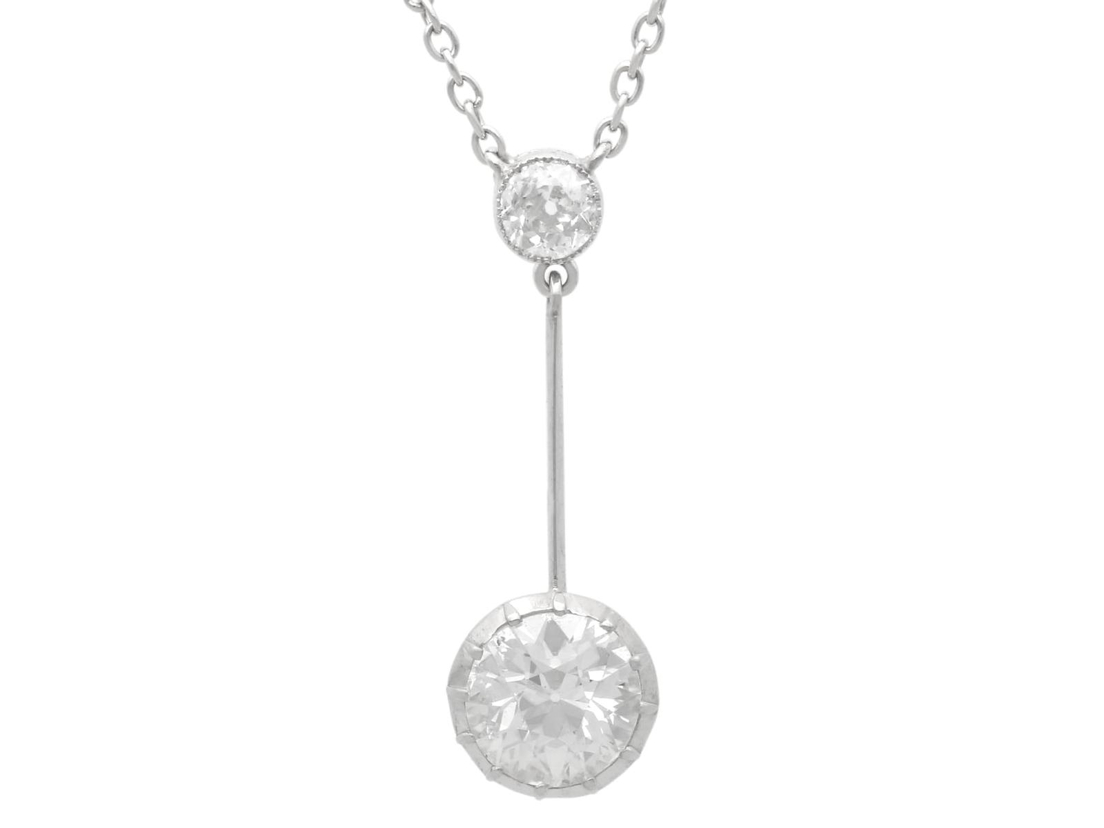 Antique 1.28ct Diamond & Platinum Pendant c.1920 (1 of 16)