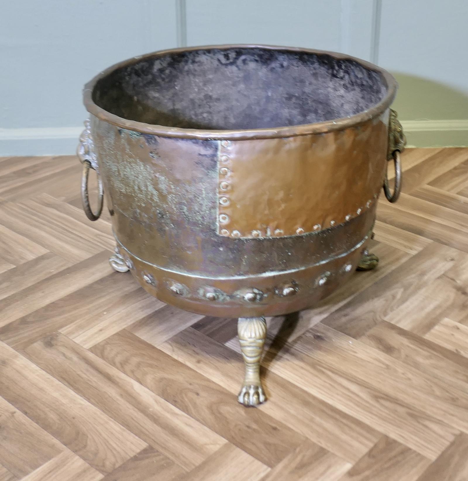 Large Early 19th Century Copper Log Cauldron (1 of 6) Large Early 19th Century Copper Log Cauldron (1 of 6)