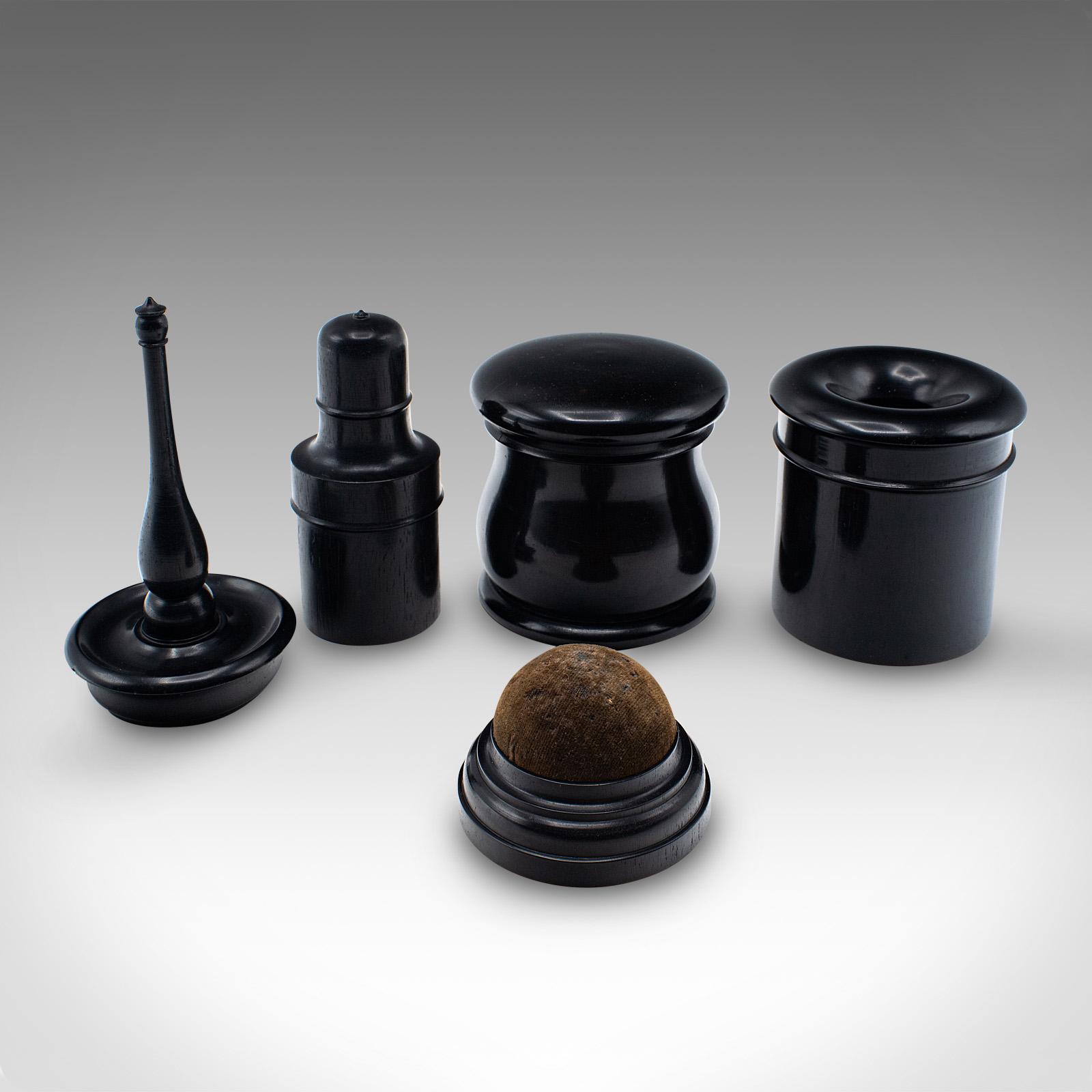 Antique Dressing Table Sewing Set, English, Ebony, Haberdashery c.1880 (1 of 12)