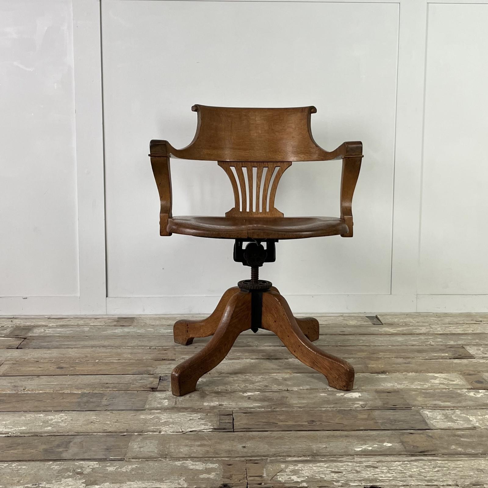 Victorian Oak Tilting Office Chair (1 of 14)