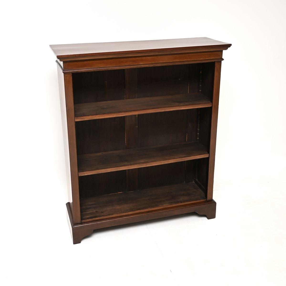 Antique Edwardian Inlaid Mahogany Open Bookcase (1 of 10) Antique Edwardian Inlaid Mahogany Open Bookcase (1 of 10)