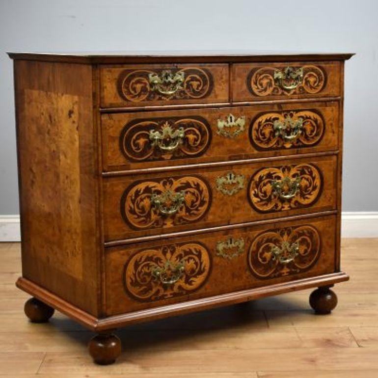 William & Mary Walnut & Marquetry Chest of Drawers (1 of 15)