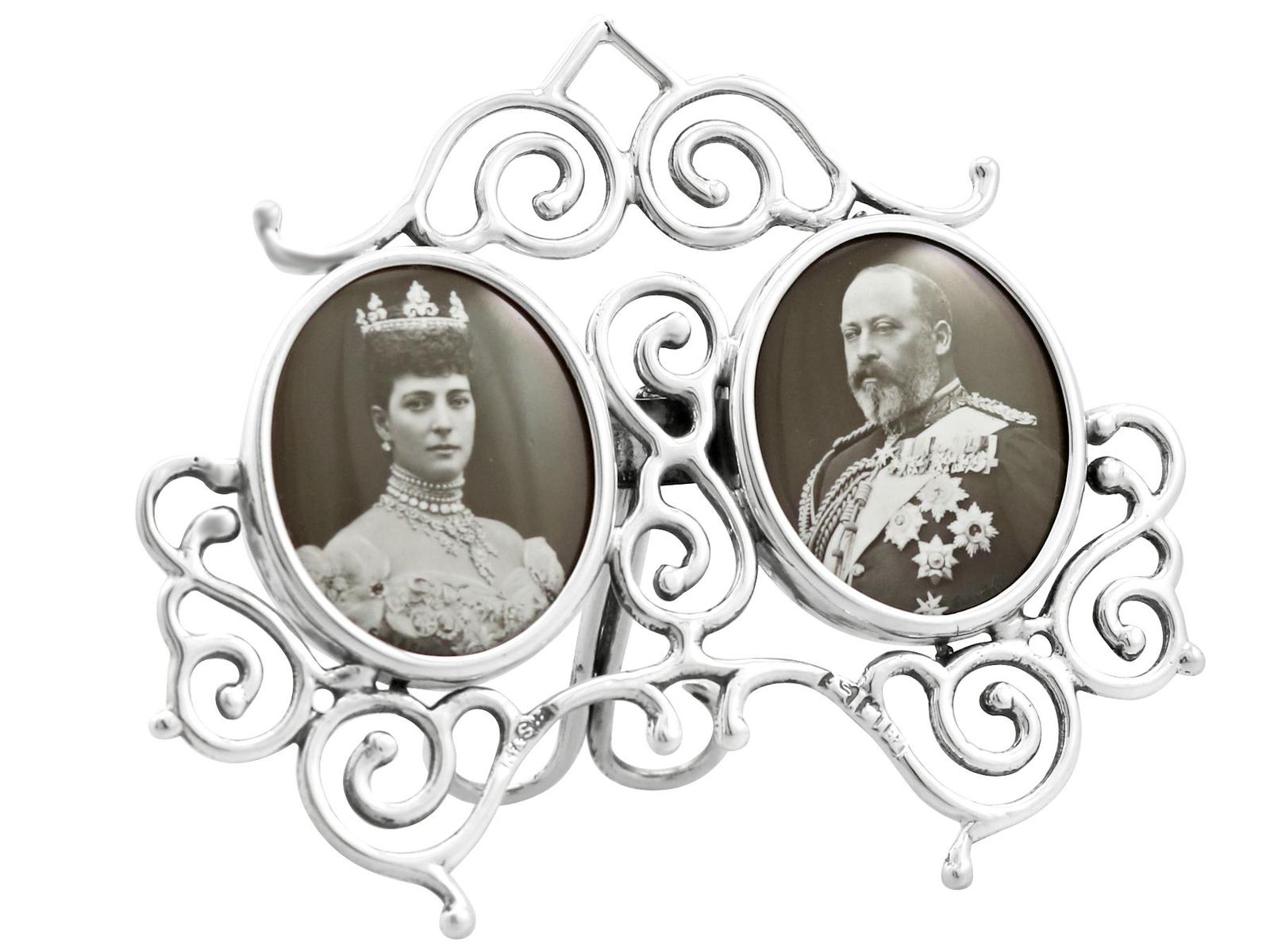 Sterling Silver Double Commemorative Frame - Antique Edwardian (1901) (1 of 10)