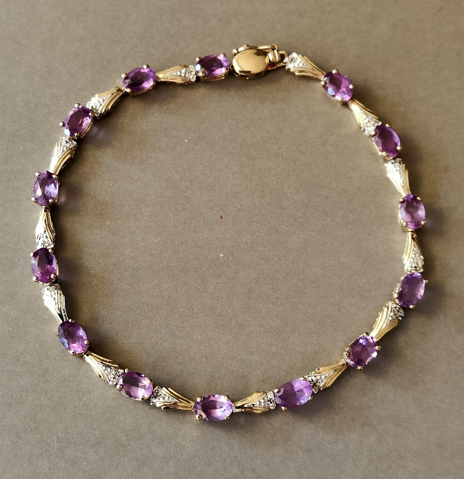 Art Deco Style Vintage 9ct Gold Diamond Amethyst Bracelet (1 of 11) Art Deco Style Vintage 9ct Gold Diamond Amethyst Bracelet (1 of 11)