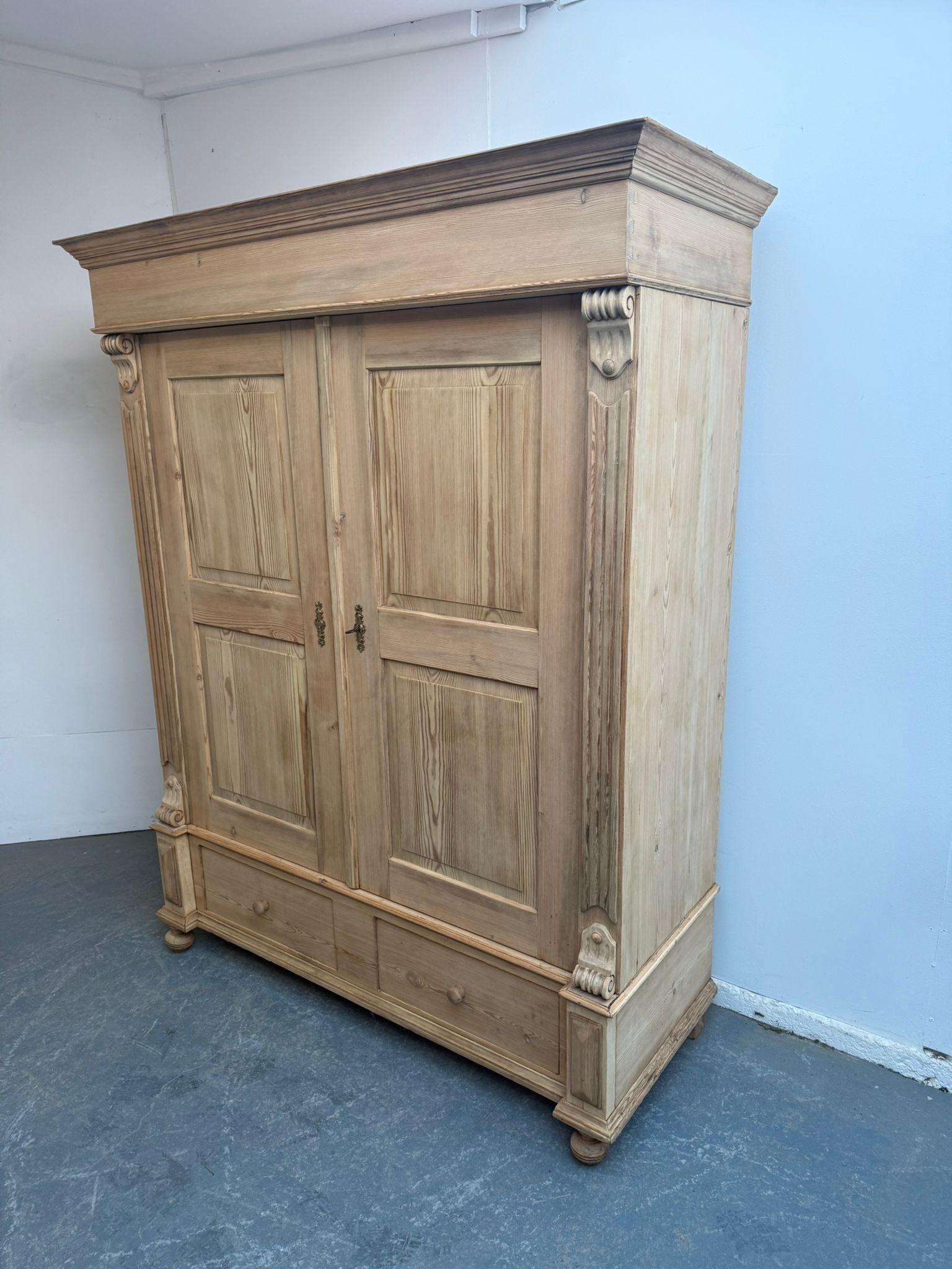 An Early Victorian Antique Pine 2 Door Knockdown Wardrobe to Wax/Paint (1 of 12)