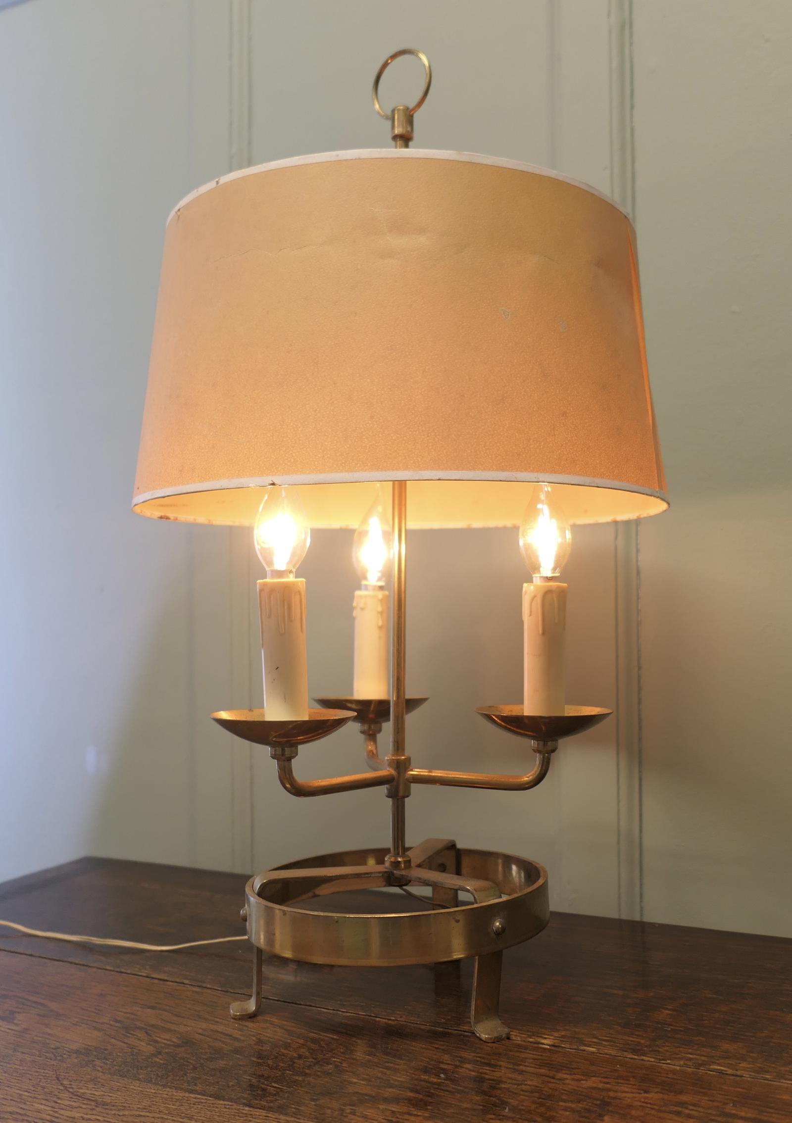 French Brass Table Lamp or Bouillotte Triple Desk Lamp (1 of 6)