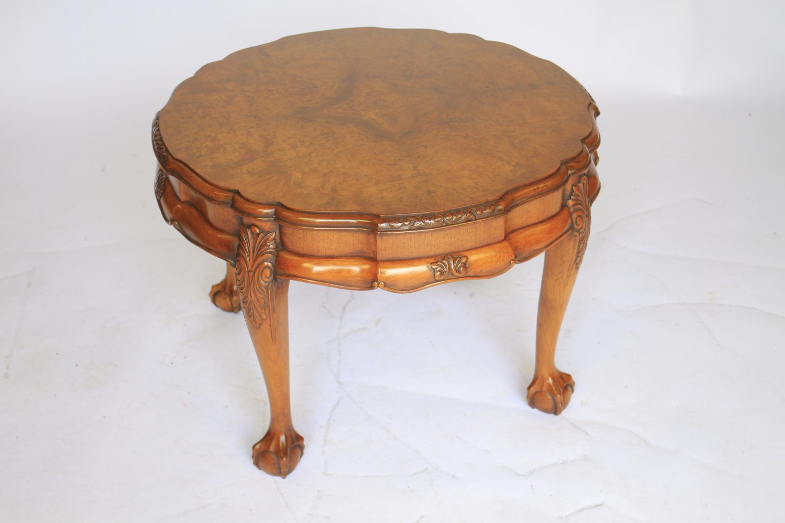 Fine Burr Walnut & Carved Coffee Table c.1930 (1 of 10)