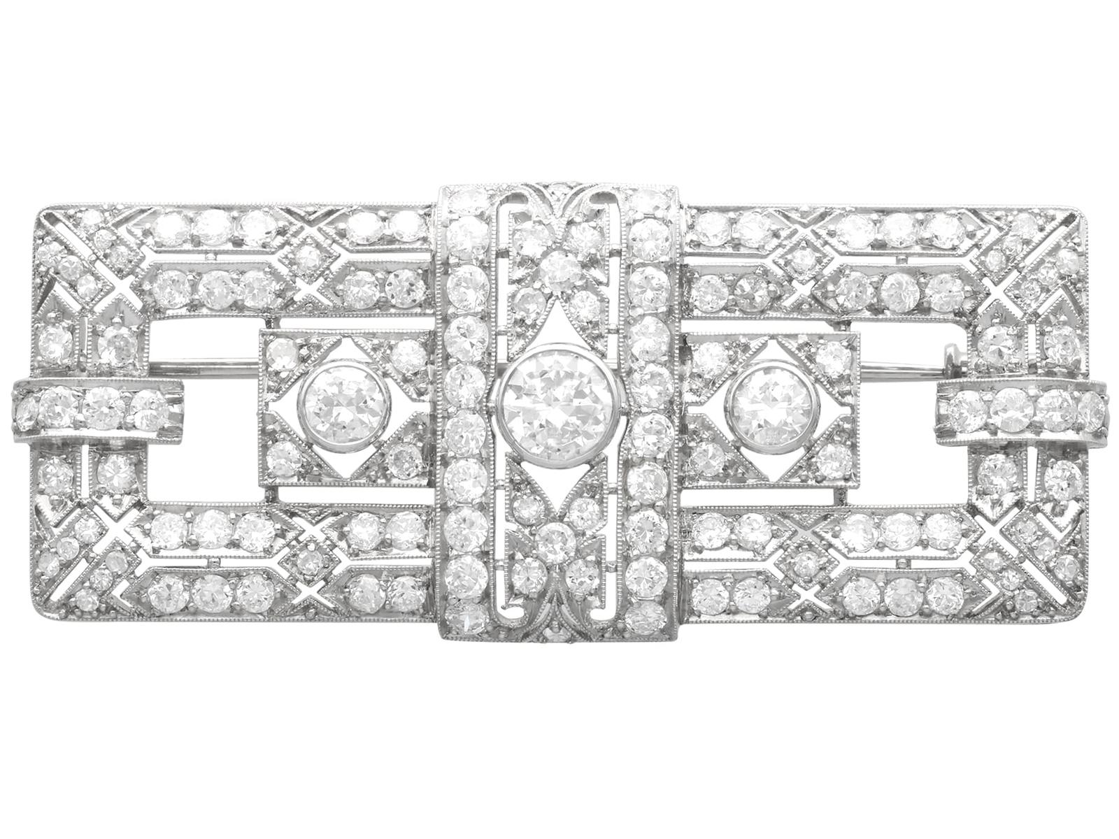 Antique Art Deco 6.26ct Diamond & Platinum Brooch c.1925 (1 of 11)