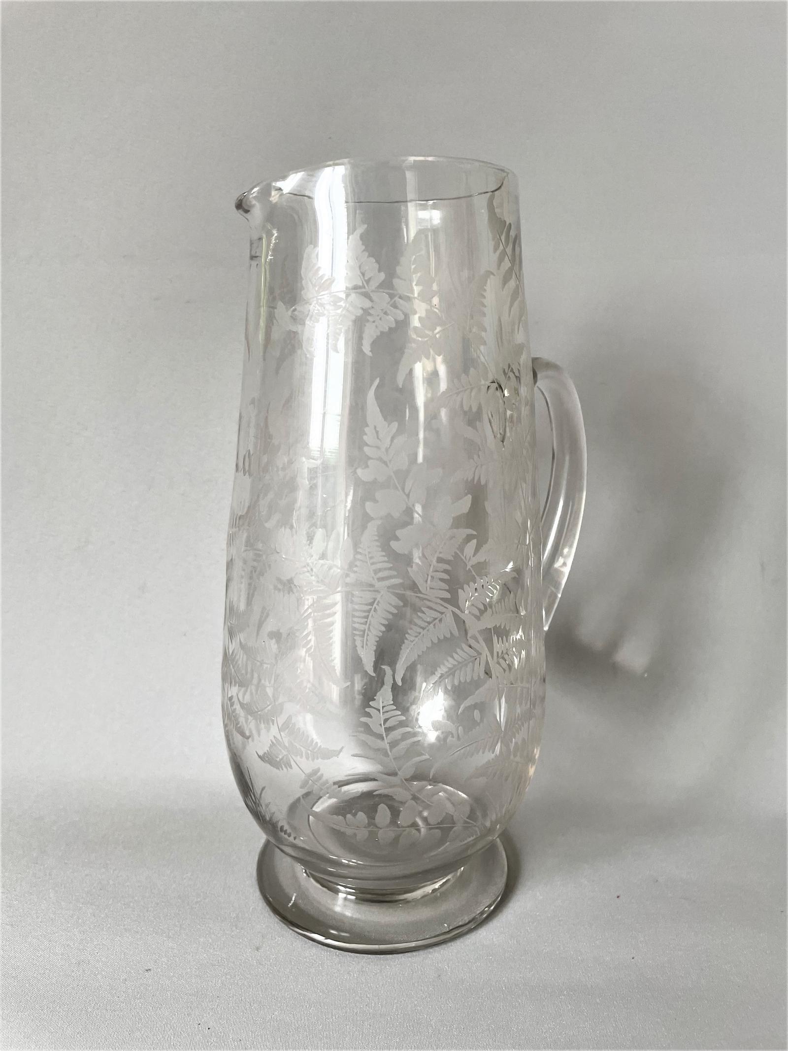 Lovely Victorian Fern Etched Water Jug (1 of 3) Lovely Victorian Fern Etched Water Jug (1 of 3)
