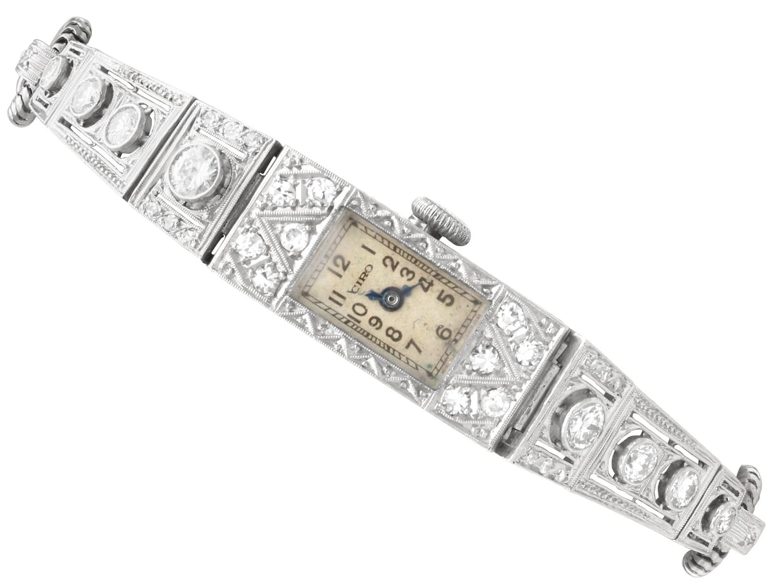 2.36ct Diamond & Platinum Cocktail Watch c.1925 (1 of 17)