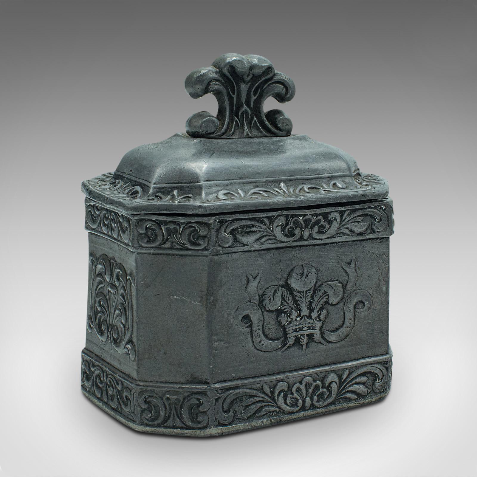 Antique Commemorative Tobacco Keeper, English, Lead, Decor, Snuff Box, Regency (1 of 12) Antique Commemorative Tobacco Keeper, English, Lead, Decor, Snuff Box, Regency (1 of 12)