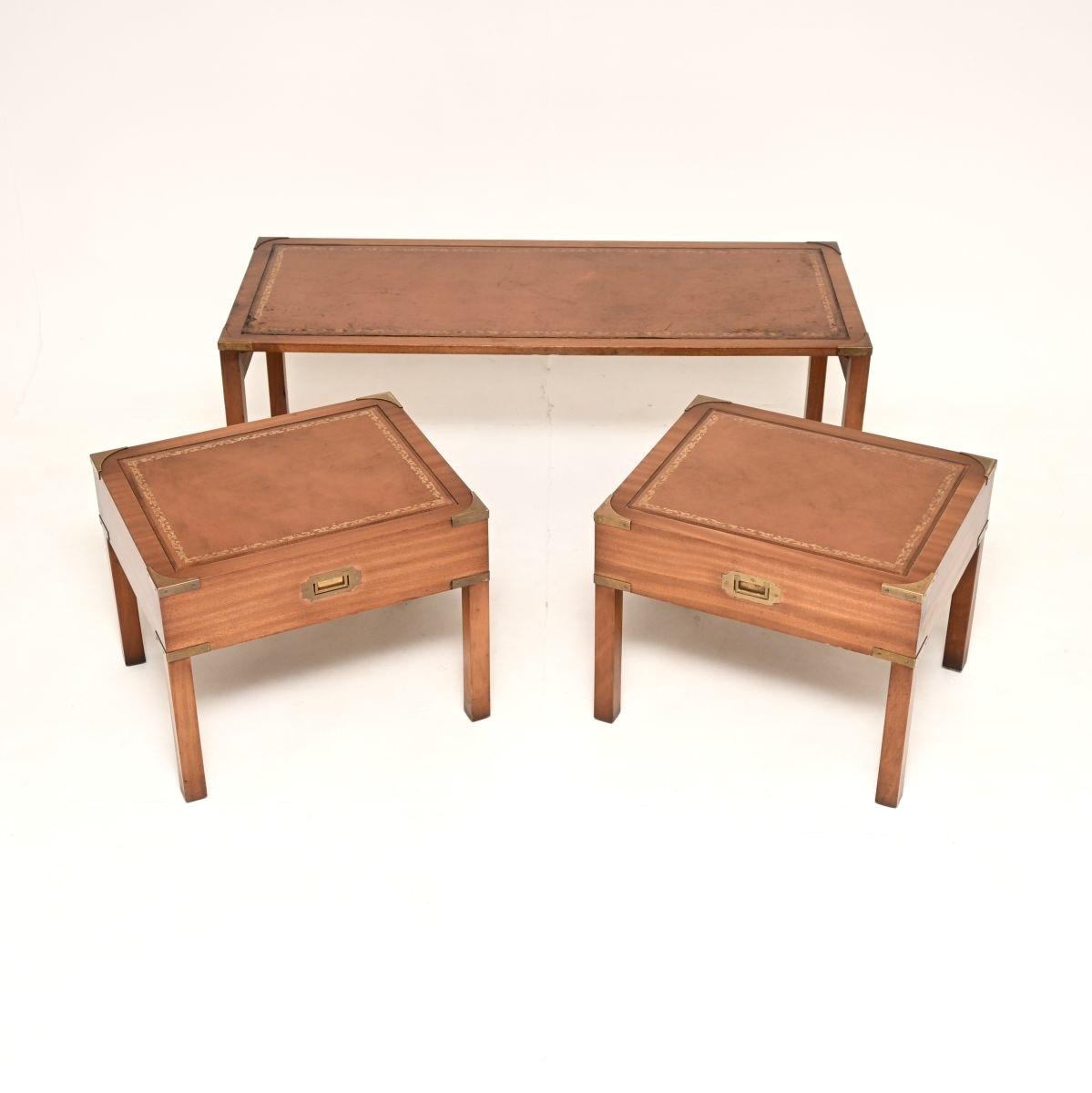 Antique Mahogany Military Campaign Nesting Coffee Table / Side Tables (1 of 10) Antique Mahogany Military Campaign Nesting Coffee Table / Side Tables (1 of 10)