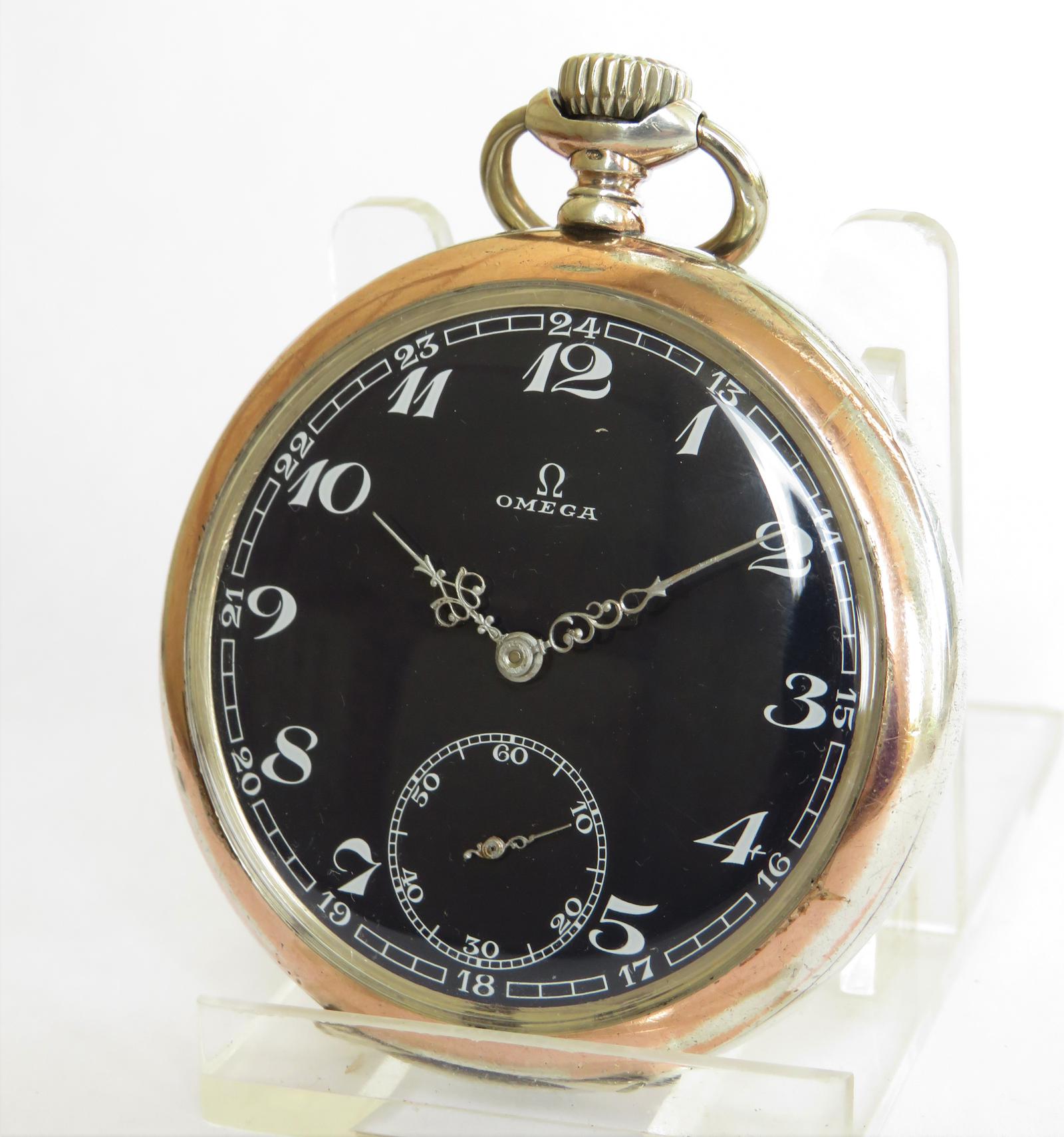 Silver Omega pocket watch with rare dial, 1938 (1 of 4) Silver Omega pocket watch with rare dial, 1938 (1 of 4)