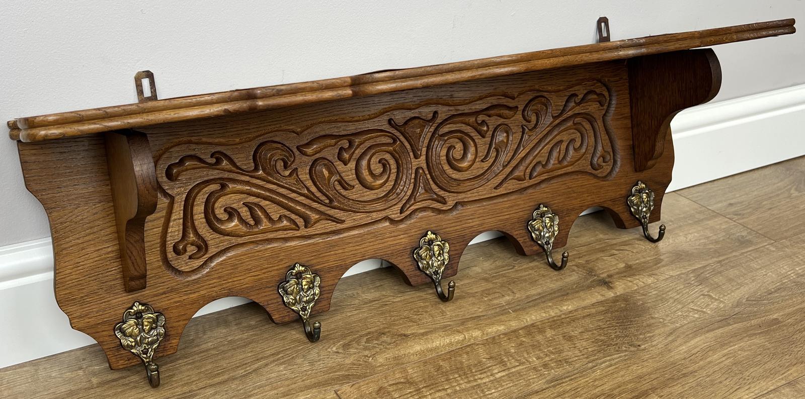 Coat Rack Vintage French Oak Wall Mounted 5 Hooks Carved Rack Hanger (1 of 12) Coat Rack Vintage French Oak Wall Mounted 5 Hooks Carved Rack Hanger (1 of 12)