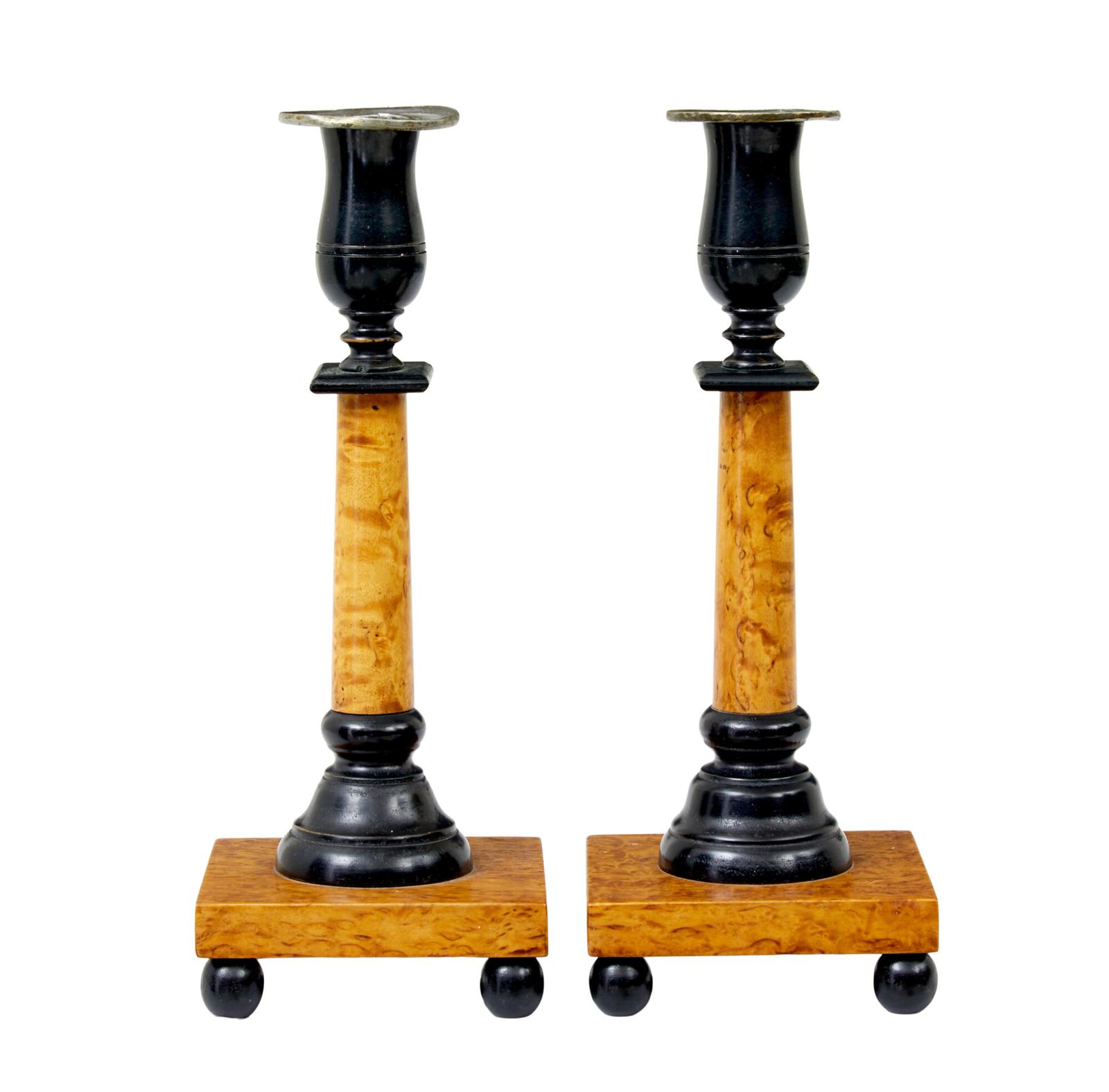 Pair of Swedish 19th Century Karl Johan Masur Birch Candlesticks (1 of 6)