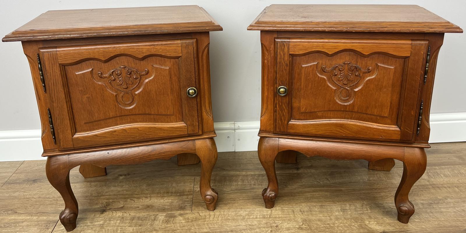 Pair of Bedside Tables Vintage French Oak Nightstands Cabinets (1 of 11) Pair of Bedside Tables Vintage French Oak Nightstands Cabinets (1 of 11)